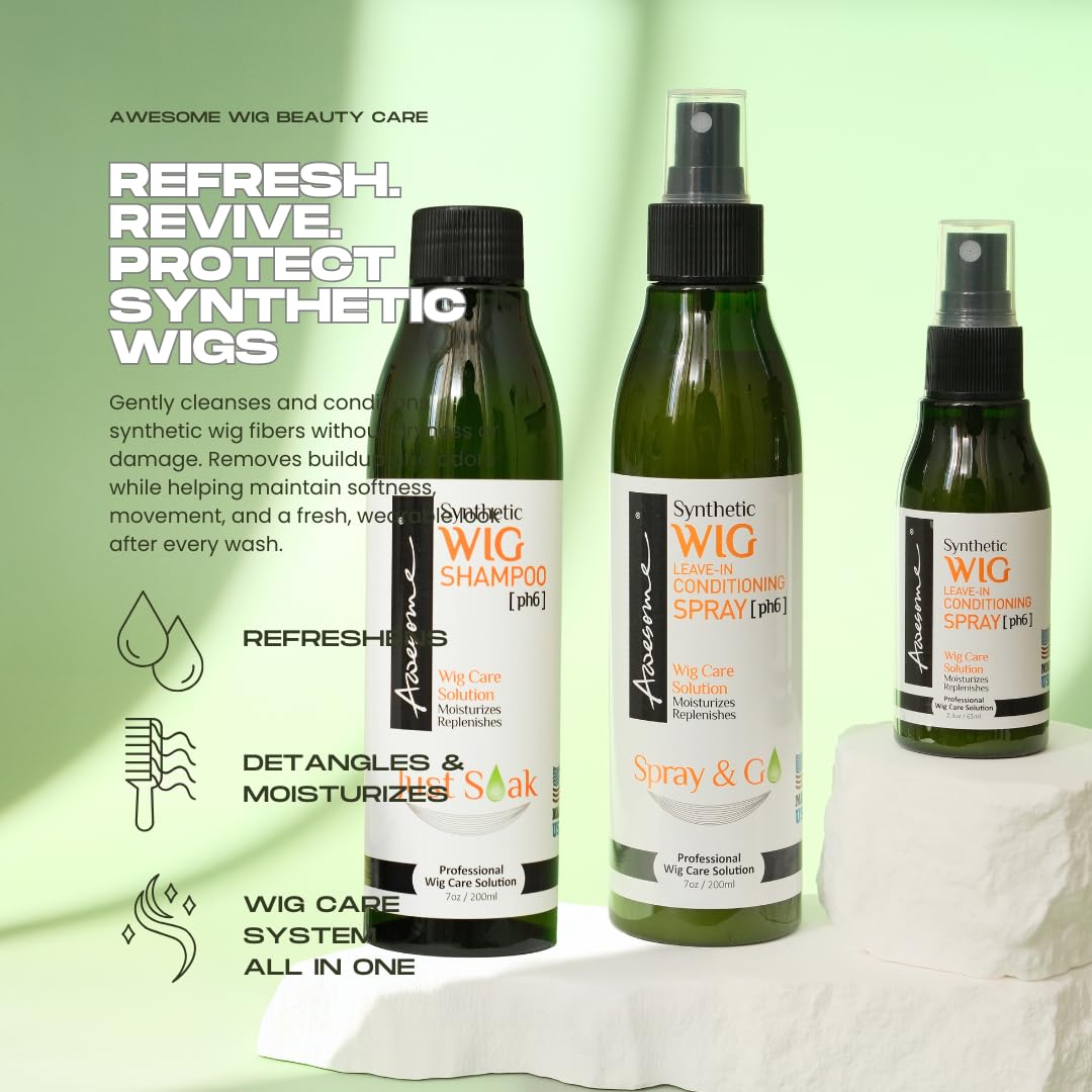 Awesome Synthetic Wig Leave-in Conditioner Spray, pH6, Professional Wig Care Solution, Detangle Spray, Moisturizes & Replenishes Synthetic Wigs, Easy Combing, Contains Coconut Oil, 7 fl oz - Image 2