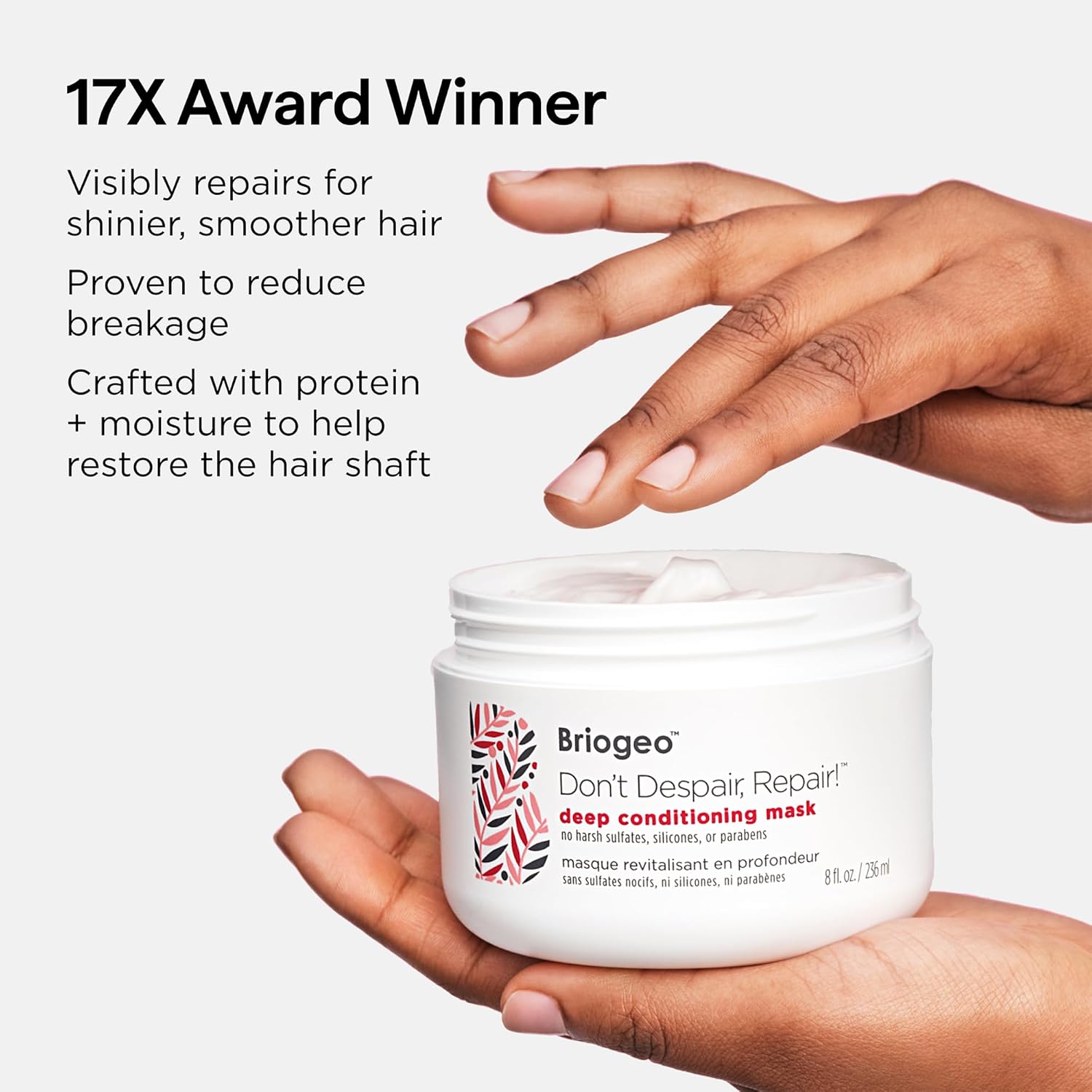 Briogeo Don't Despair, Repair! Deep Conditioning Mask | Protein + Moisture Balance Conditioner for Dry, Damaged, Color-Treated Strands | Vegan & Cruelty-Free - Image 4