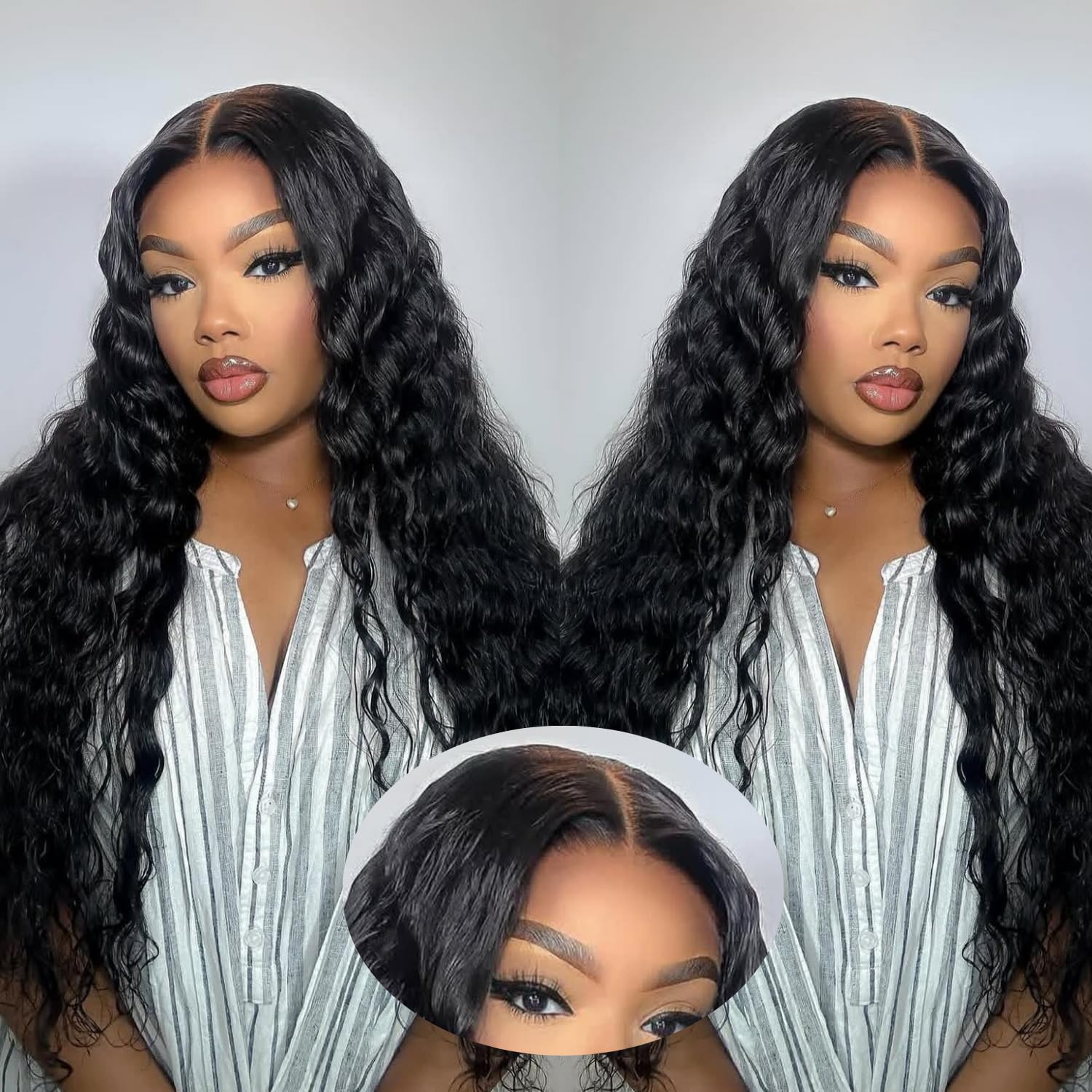 DULOVE Wear and Go Glueless Wigs Human Hair Pre Plucked Pre Cut 5x5 Deep Wave Wig 200 Density No Glue Ready to Wear for Black Women 22 inch