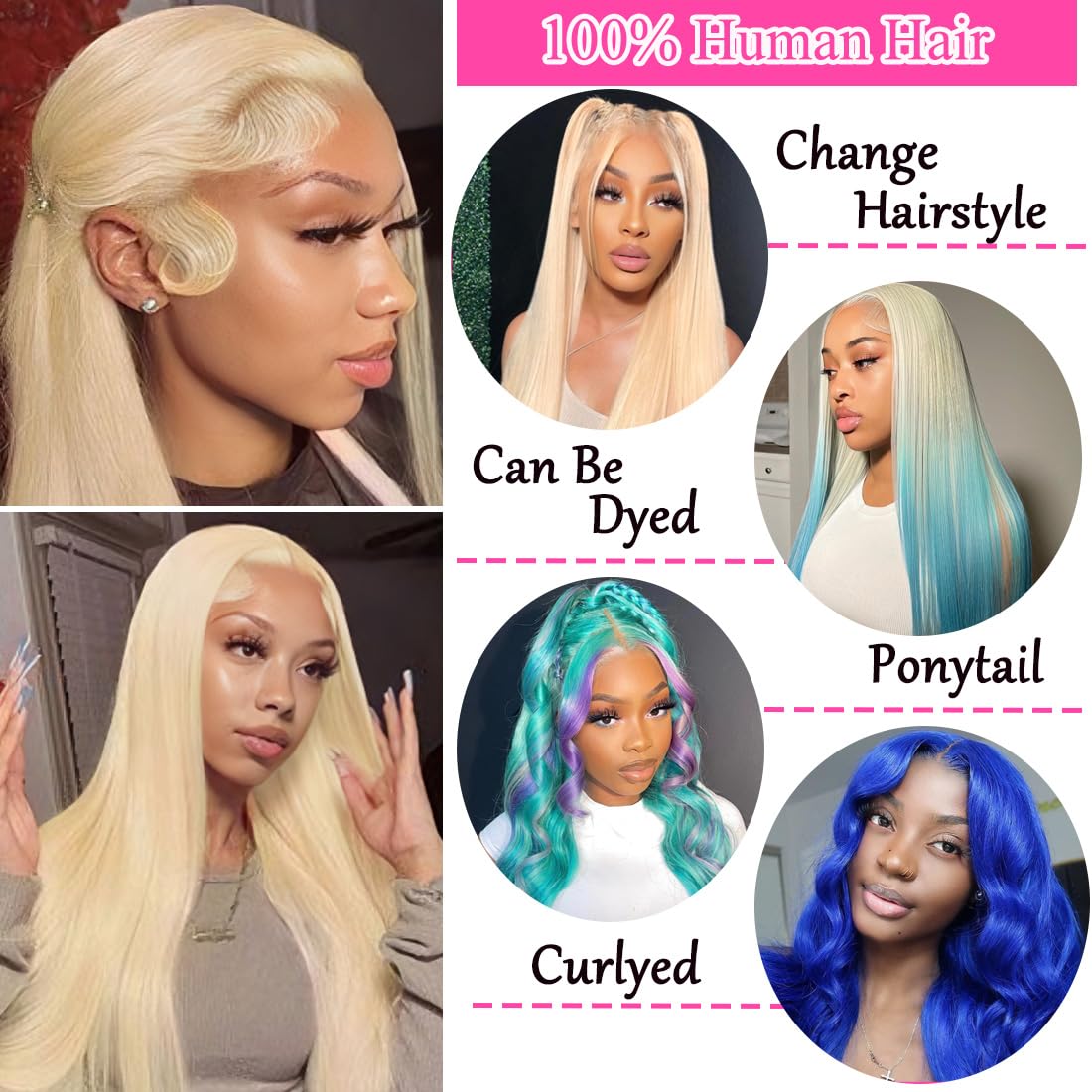 LETMIEO 30 Inch 613 Lace Front Wig Human Hair Blonde 13X6 HD Transparent Lace Front Wigs Human Hair 180% Density Blonde Glueless Wigs 613 HD Straight Lace Frontal Wig Pre Plucked - Image 4