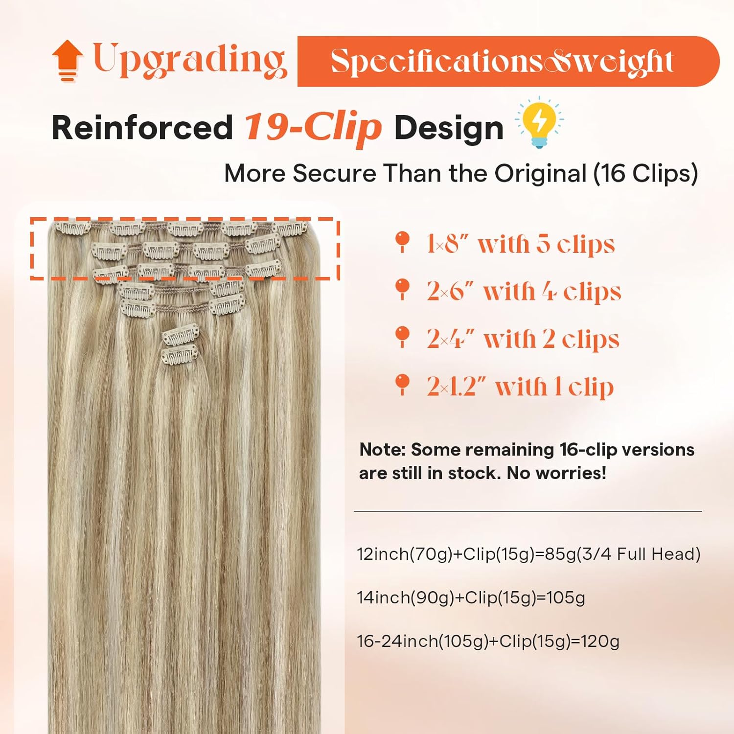 Sunny Hair Clip in Hair Extensions Real Human Hair 120g Remy Hair Clip in Extensions for Women Human Hair Extensions Dark Golden Blonde Highlights Light Blonde 16 Inch - Image 3
