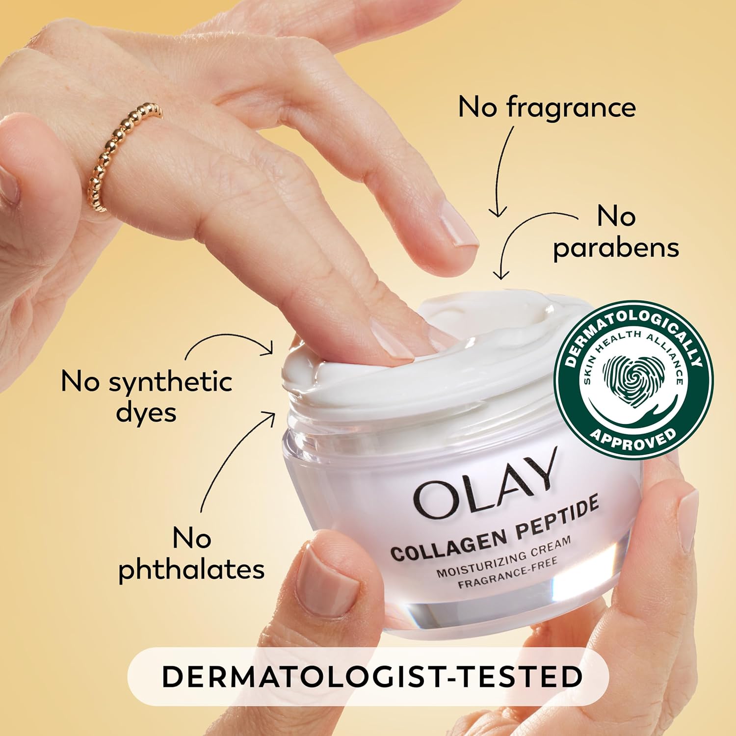 Olay Collagen Peptide Face Moisturizer, Firming Cream for Women, Fragrance-Free, Non-Greasy - Hydrating, Anti-Aging, Anti-Wrinkle, Smooth Fine Lines, Plumping Skin Care - Niacinamide, 1.7 Oz - Image 6