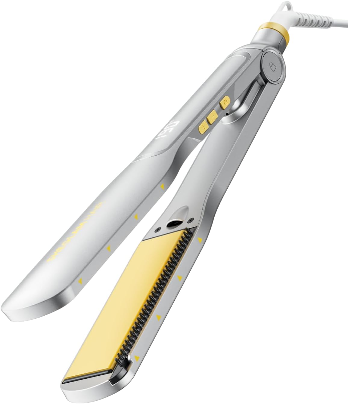 SHEGLAM Hair Straightener, 1.5" Flat Iron Straightener and Curler with Comb Tooth Adjustable Smart Memory Temp 270-450°F Dual Voltage Portable Flat Iron Hair Straightener for All Hairstyles Anti-Frizz