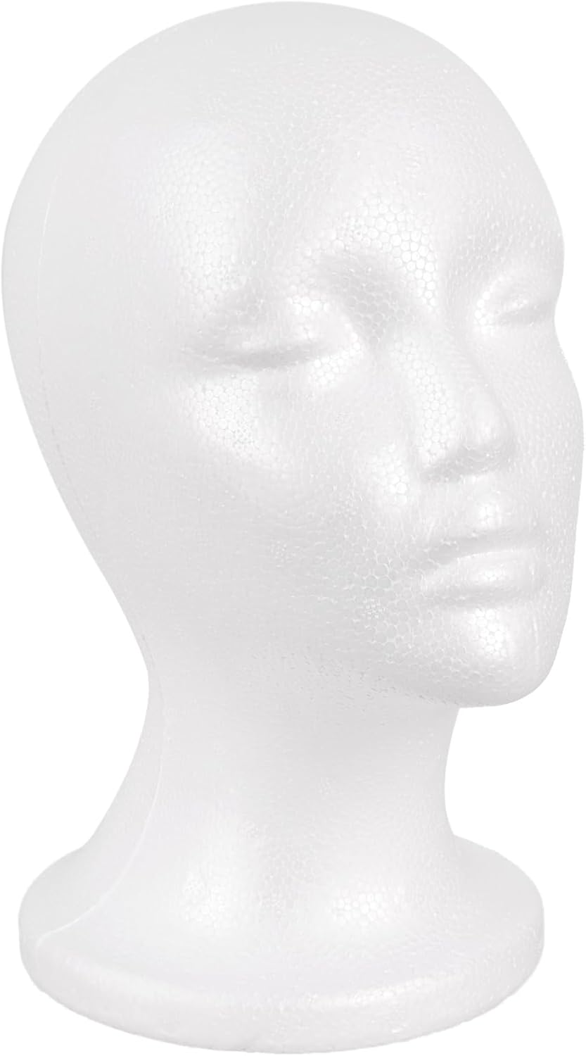 MapofBeauty Women Men Wig Stand, Mannequin Head Foam Display for Masks Hats, DIY Decoration Wig Head (White)