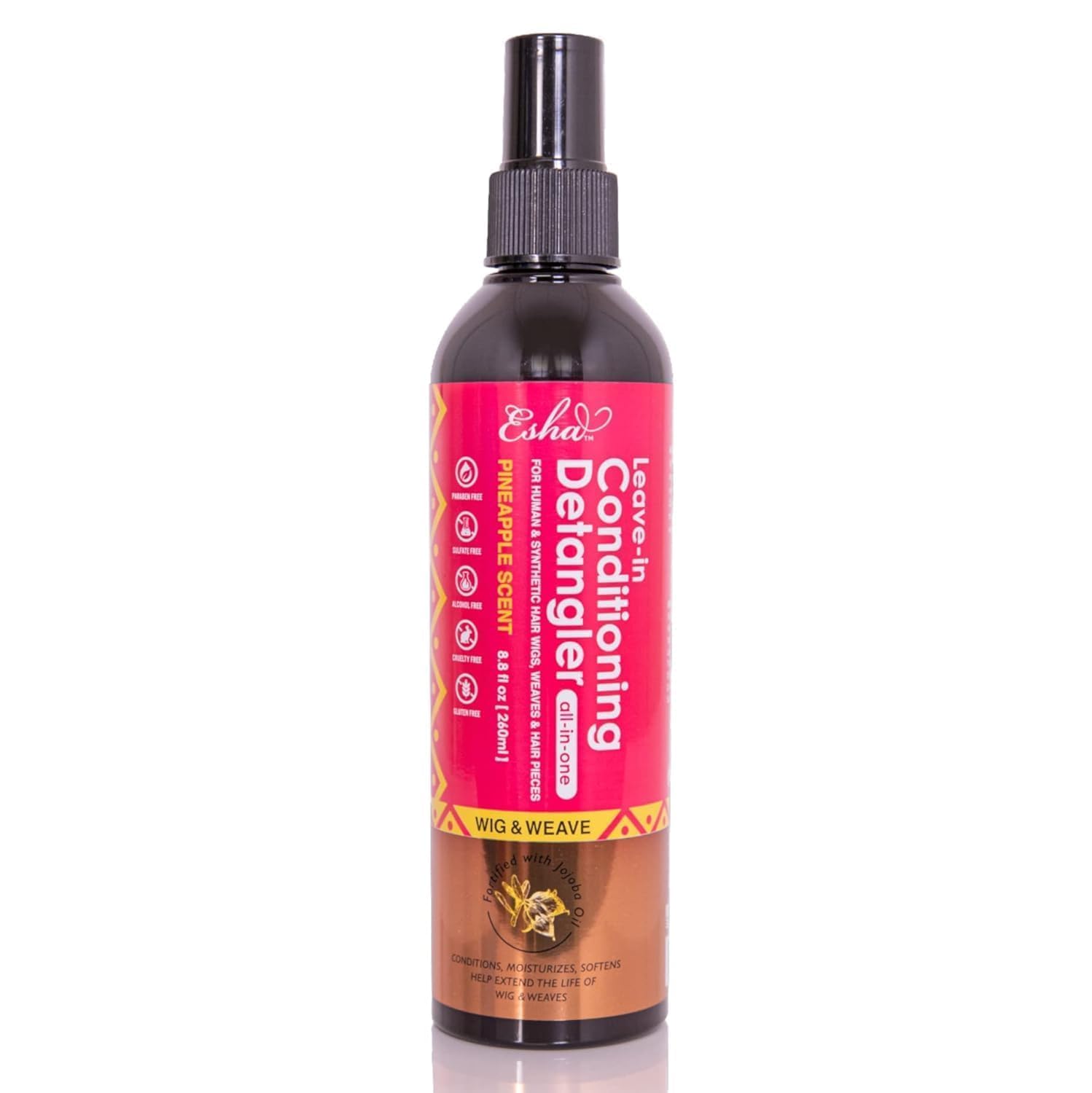 Esha Girl Wig & Weave Leave-In Conditioner & Detangler Spray – Human Hair & Synthetic Wigs, Weaves, Extensions & Braids I Moisturizes, Softens & Revives I Pineapple Scent, Sulfate-Free, 4 fl oz