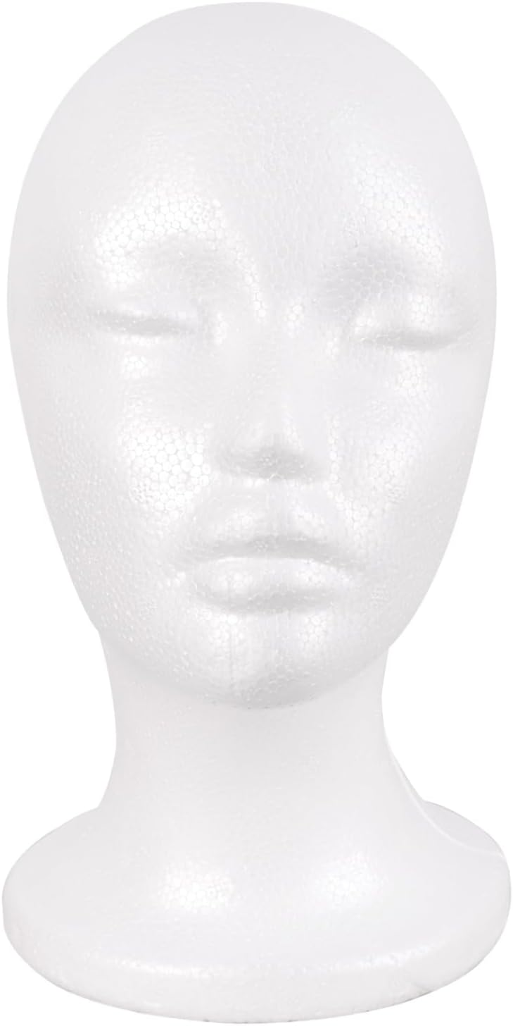MapofBeauty Women Men Wig Stand, Mannequin Head Foam Display for Masks Hats, DIY Decoration Wig Head (White) - Image 2