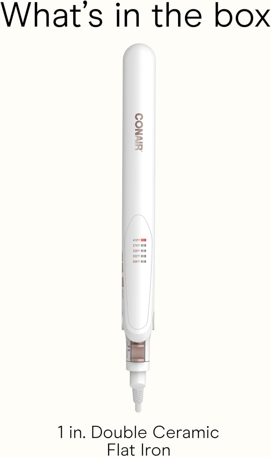 Conair Double Ceramic Flat Iron, 1-Inch Flat Iron Hair Straightener with Claw Clip, 5 Heat Settings, Extra-Long Floating Plates, White - Image 8