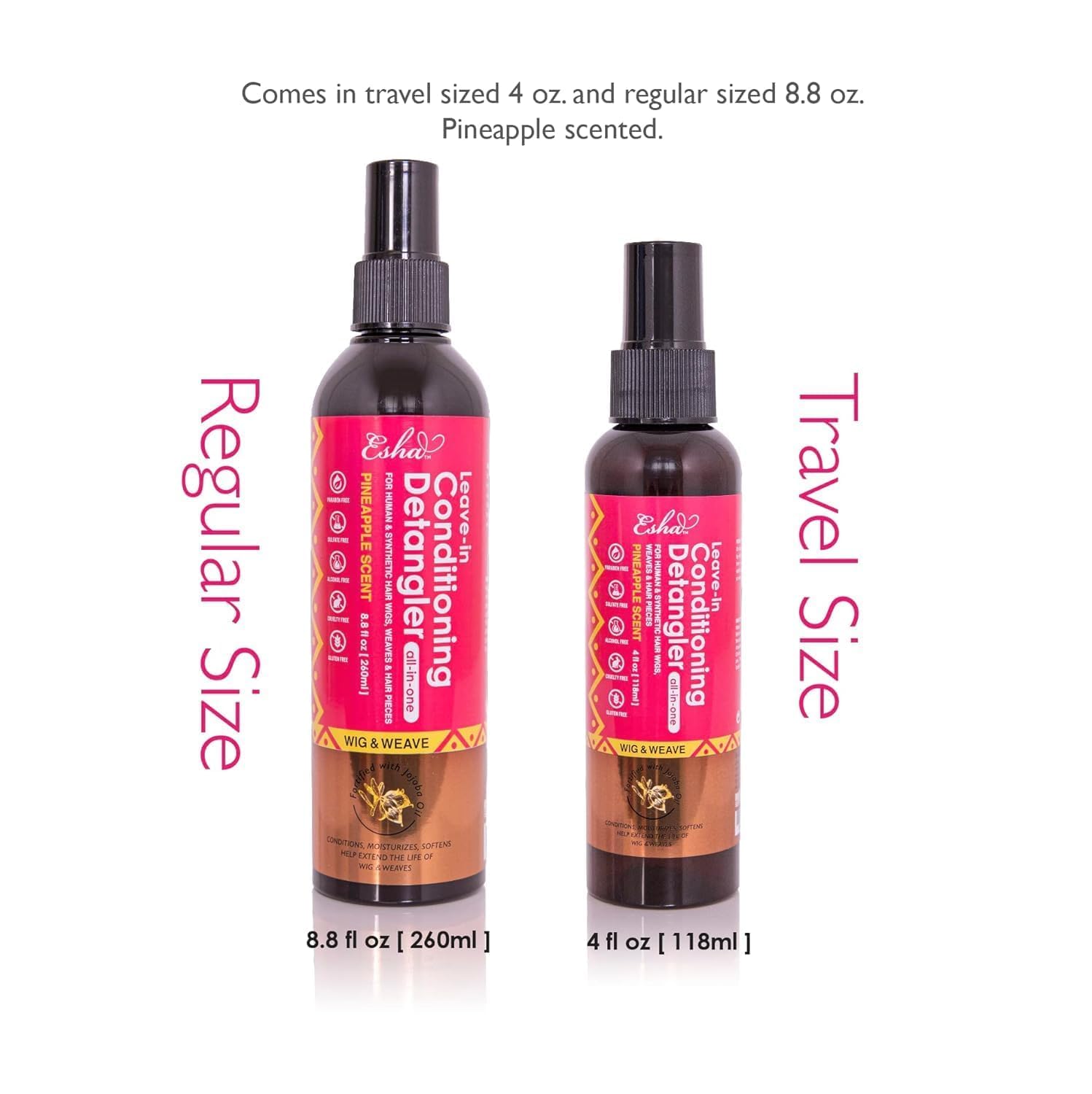 Esha Girl Wig & Weave Leave-In Conditioner & Detangler Spray – Human Hair & Synthetic Wigs, Weaves, Extensions & Braids I Moisturizes, Softens & Revives I Pineapple Scent, Sulfate-Free, 4 fl oz - Image 7