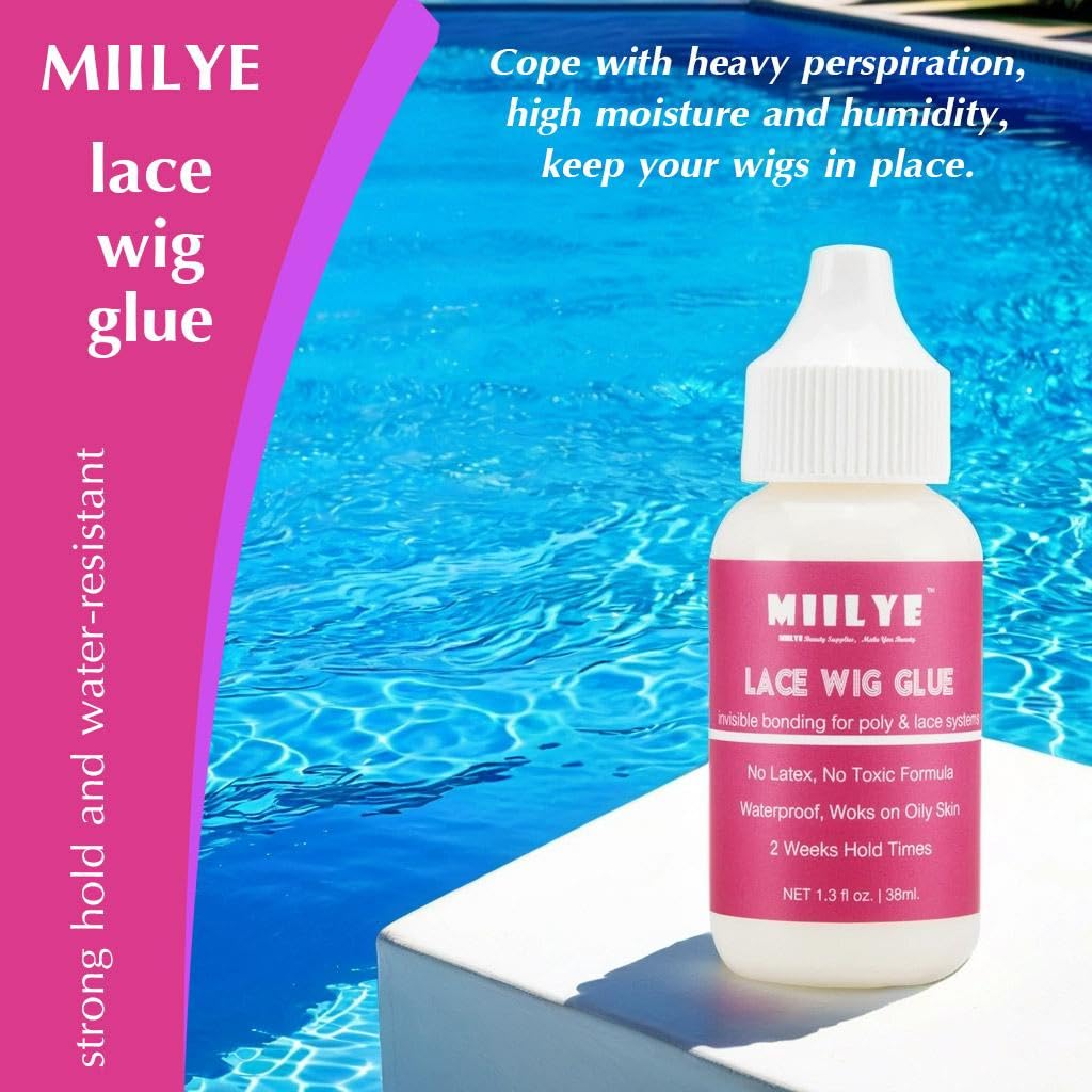 MIILYE Lace Wig Glue - Strong Hold, Waterproof & Sweat Proof, Bonding Adhesive for Lace Wigs, White - Image 2
