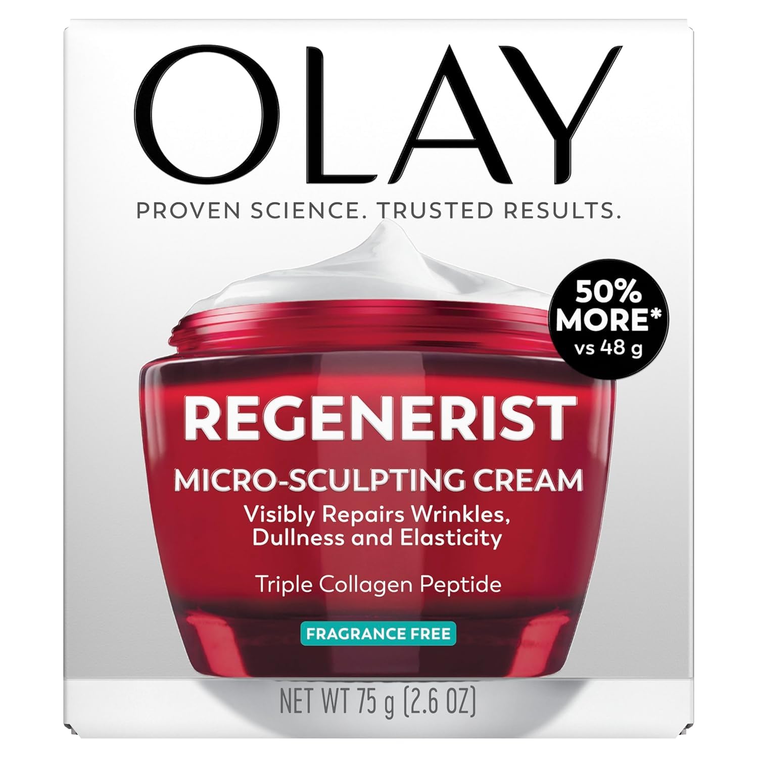 Olay Face Moisturizer, Regenerist Micro-Sculpting Cream for Women, Fragrance-Free - Anti-Aging, Anti-Wrinkle, Firming Skin Care - Triple Collagen Cream, Peptide, Hyaluronic Acid, Niacinamide, 2.6oz - Image 13