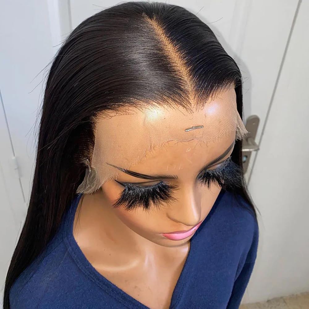 ANDRIA 13x4 Lace Front Wigs 200% Density Lace Front Wig Pre Plucked Glueless Wigs Straight Black Synthetic lace front wig 13x4 HD Lace Frontal Wigs natural Lace Closure Wigs for Black Women 26 Inch - Image 7