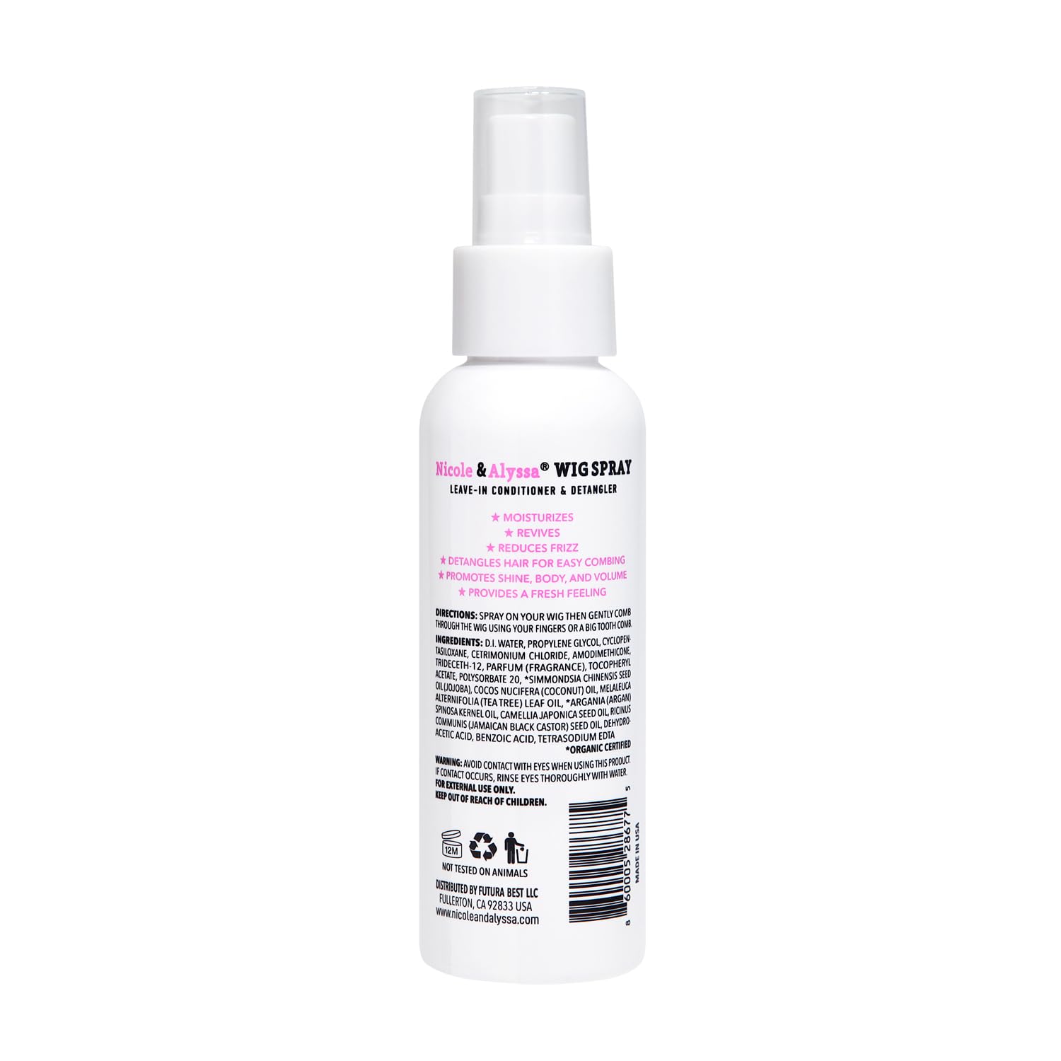 Nicole & Alyssa - Wig Spray For Synthetic Hair - Leave-in Conditioner, Detangler, Moisturizer (Travel Size - Pack of 1) - Image 3