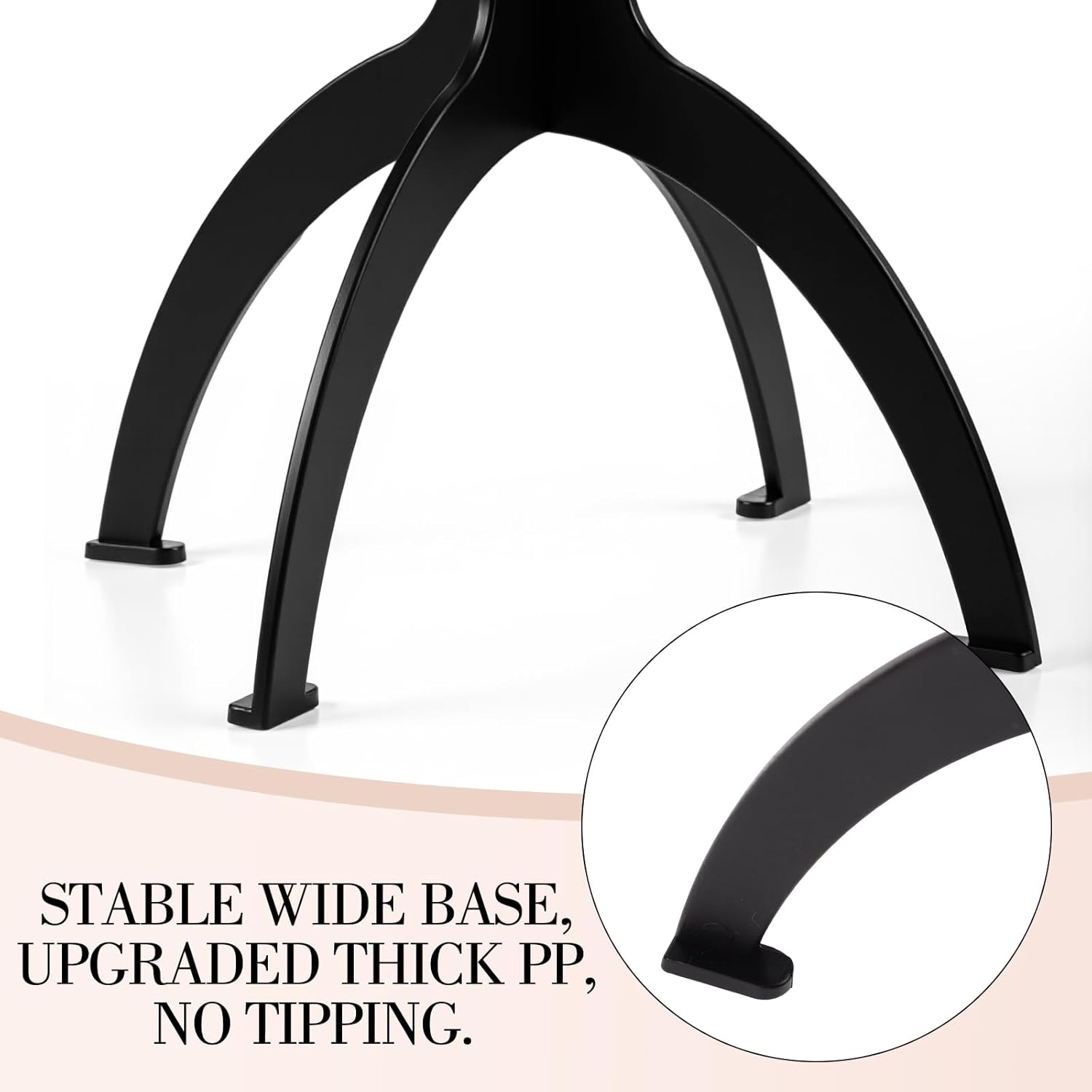 obeoby Portable Wig Stand, Upgraded Greater Stability Wig Holder for Women Multiple Wigs Travel Salon Home Use Black, 2 Pack - Image 2
