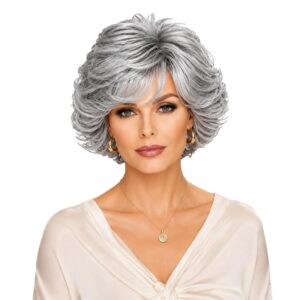 Ailsa Short Wavy Grey Wig for Women...