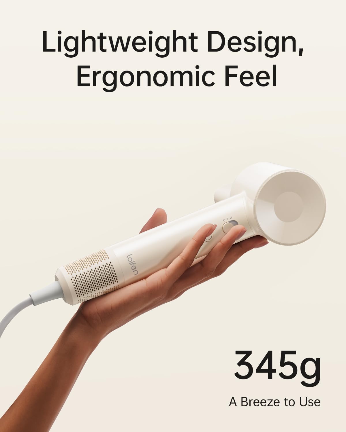 Laifen SE Lite Hair Dryer, Negative Ionic Blow Dryer with 100,000 RPM Brushless Motor for Fast Drying, High-Speed Low Noise Hair Dryer with Lightweight Design and 2 Nozzles Milktea, HD110 - Image 6