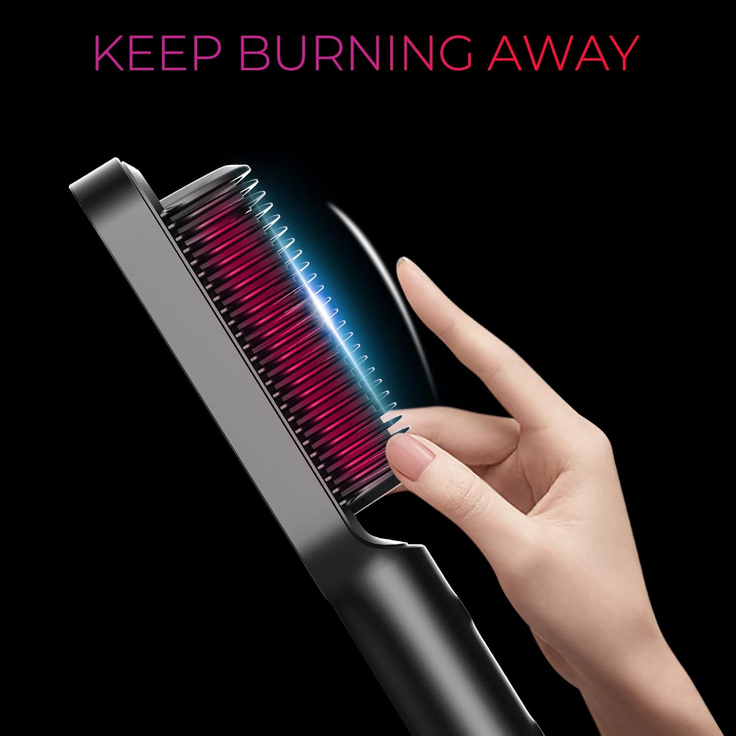 Hair Straightener Brush, TYMO Ring Hair Straightener Comb Straightening Brush for Women with 5 Temps 20s Fast Heating & Dual Voltage, Black - Image 6