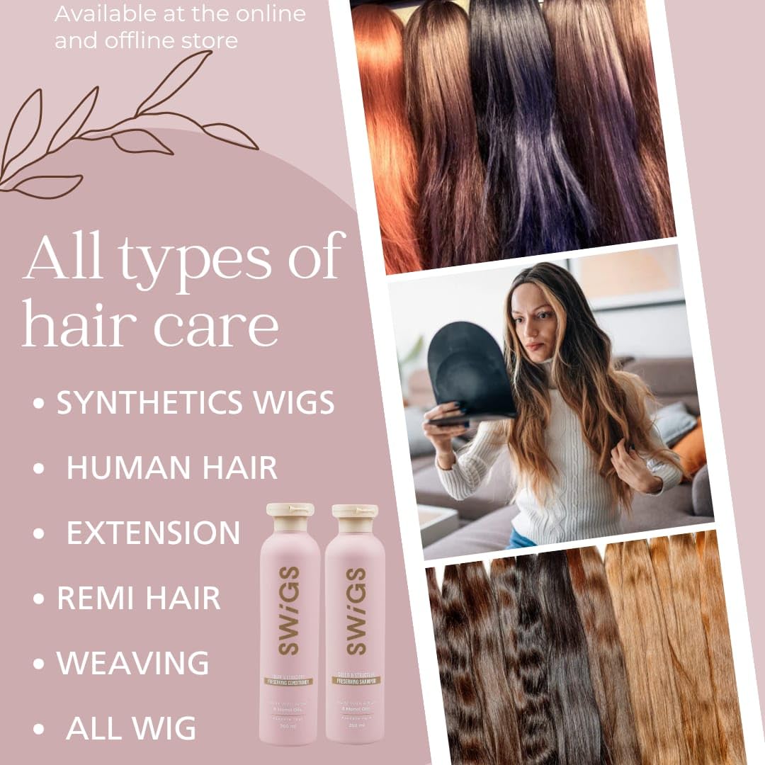 Human & Synthetic Wig Shampoo & Conditioner set| Detangle Wig |Color-Safe| Promotes Body & Volume | Promote Silkiness & Shine | 2 Pack, 8 oz - Image 2