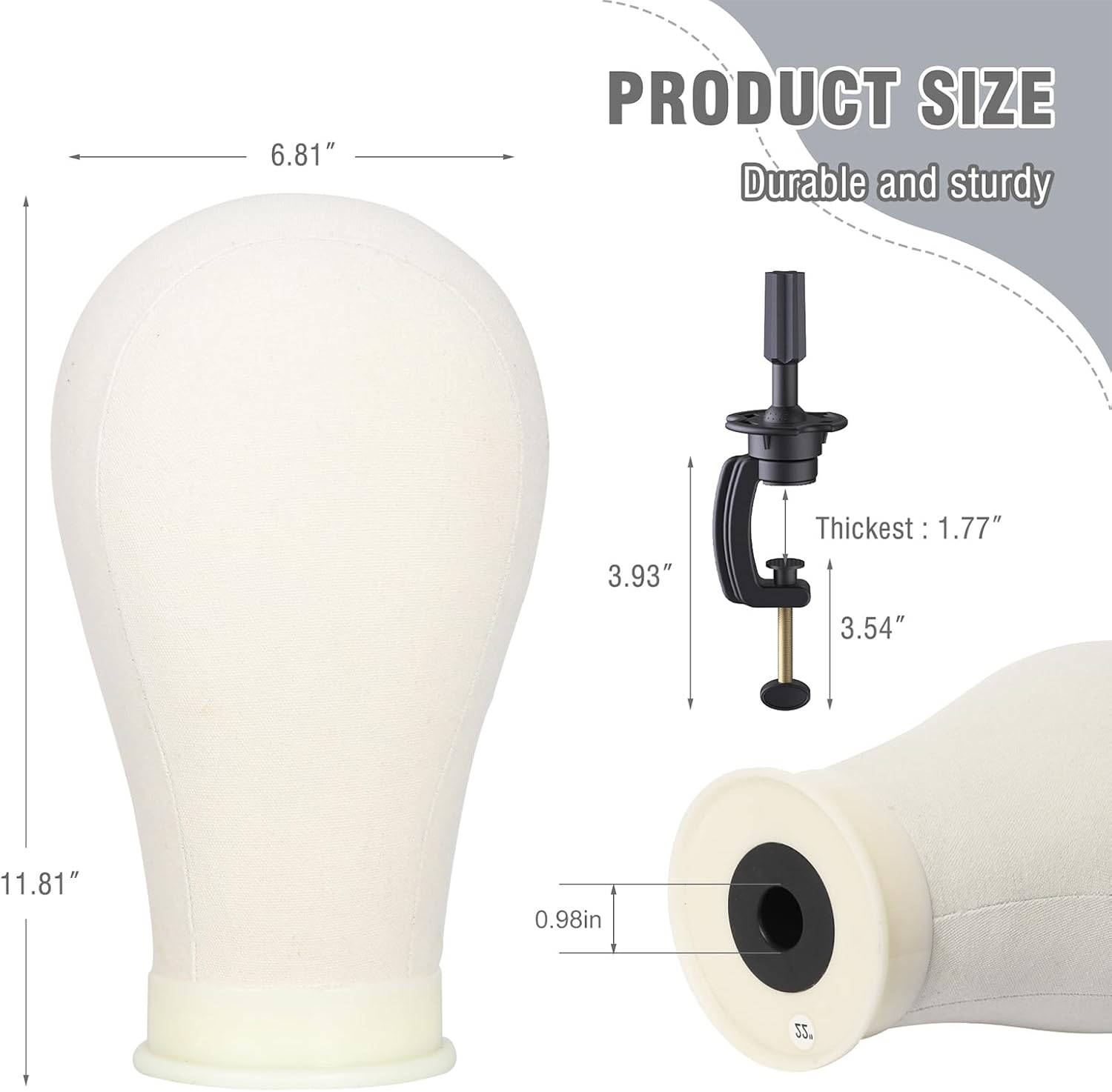 Relx Reinforced Wig Stand with Mannequin Head - Adjustable Wig Head Stand with Head for Wigs - Manikin Head Set for Cosmetology, black - Image 4