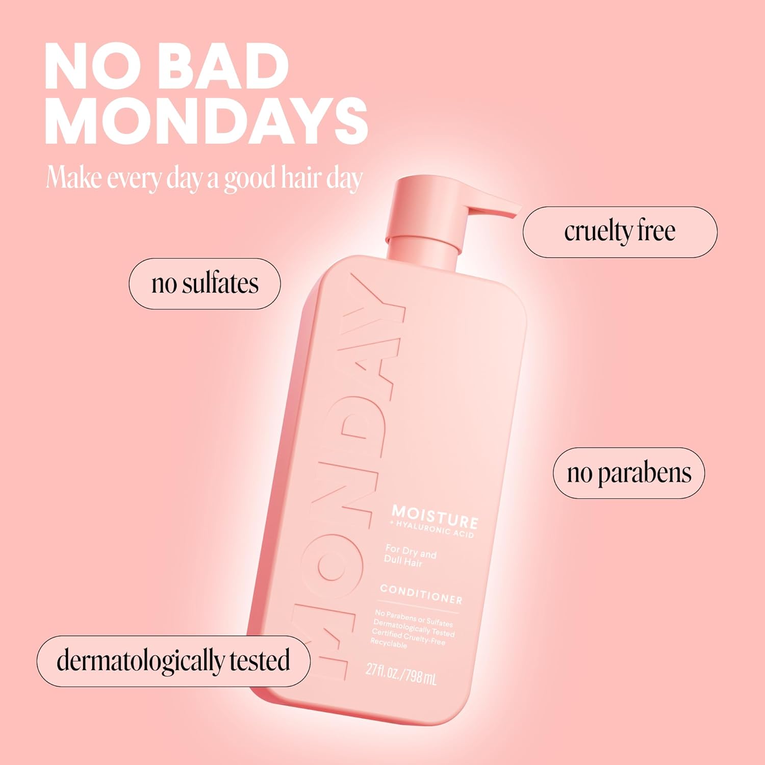 MONDAY Haircare MOISTURE Conditioner with Hyaluronic Acid, Coconut Oil & Shea Butter for Dry & Dull Hair 798 mL - Image 5