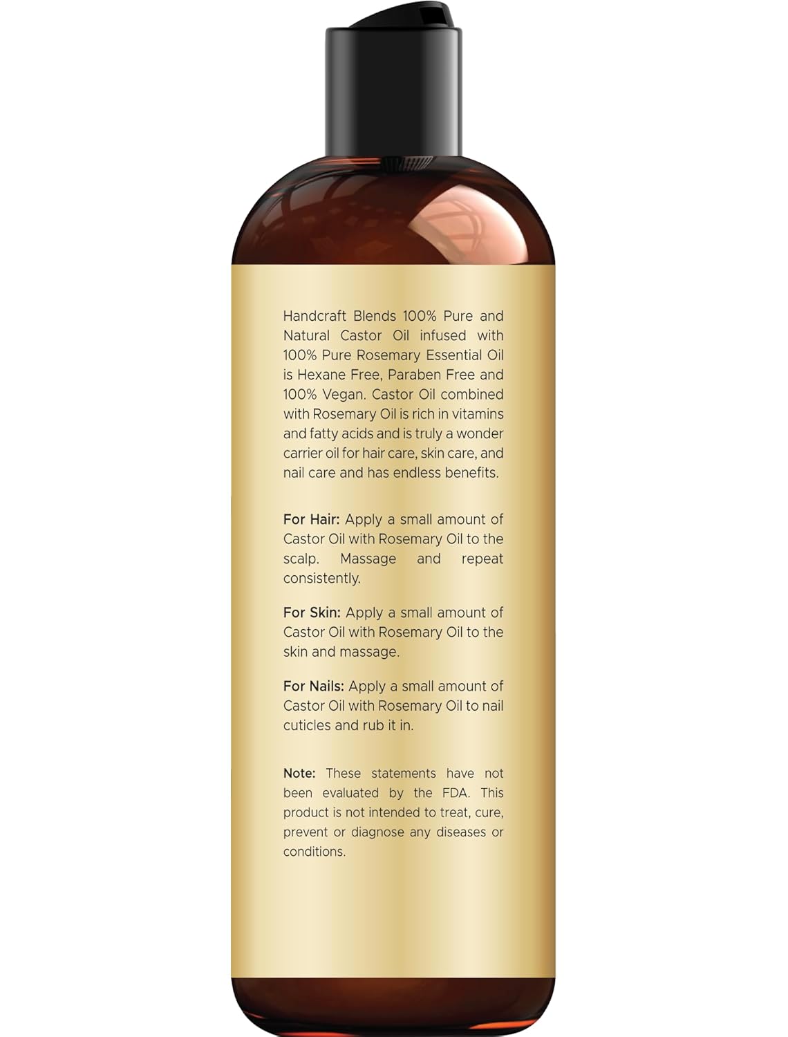 Handcraft Blends Castor Oil with Rosemary Oil 8 Fl Oz | 100% Pure and Natural | Premium Grade Carrier Oil | Hair, Eyelashes and Eyebrows | Hair and Body - Image 6