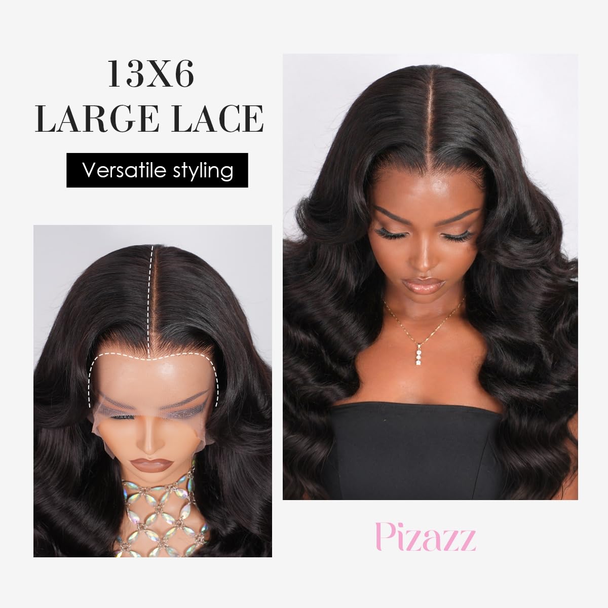 Pizazz 13x6 Body Wave Transparent Lace Front Wigs Human Hair Pre Plucked 180 Density HD Lace Frontal 9A Glueless Wigs with Baby Hair for Women 26Inch - Image 3