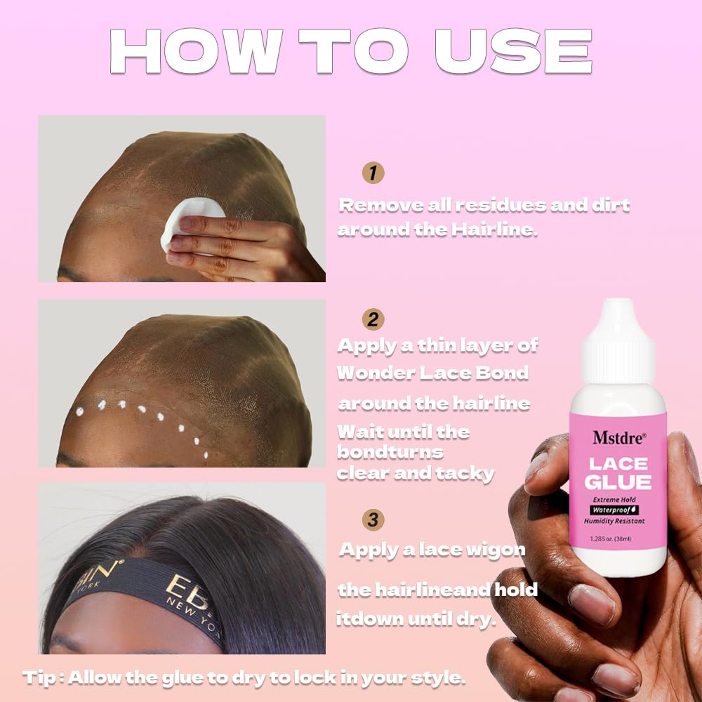 Strong Holding Glue for Lace Wigs and Hairdressing Systems - Invisible Bonding Non-Toxic Odorless or Latex Moisture and Water Resistant -Wig Retaining Accessory 1.285 oz - Image 2