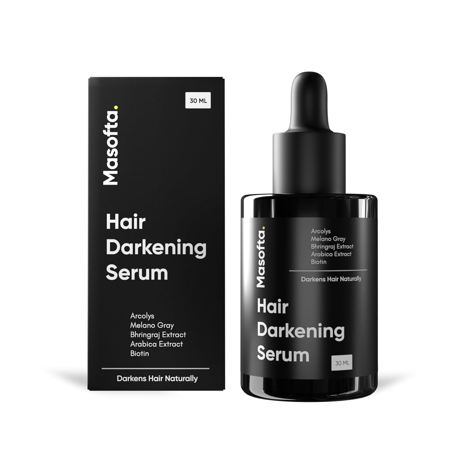 Masofta Anti Gray Hair Darkening Serum | Reverses & Limits Hair & Beard Graying with Arcolys, Melano Gray, for Promoting Darker, Shinier Hair and Beard, For Both Men & Women, 1.01 fl.oz./30 ml