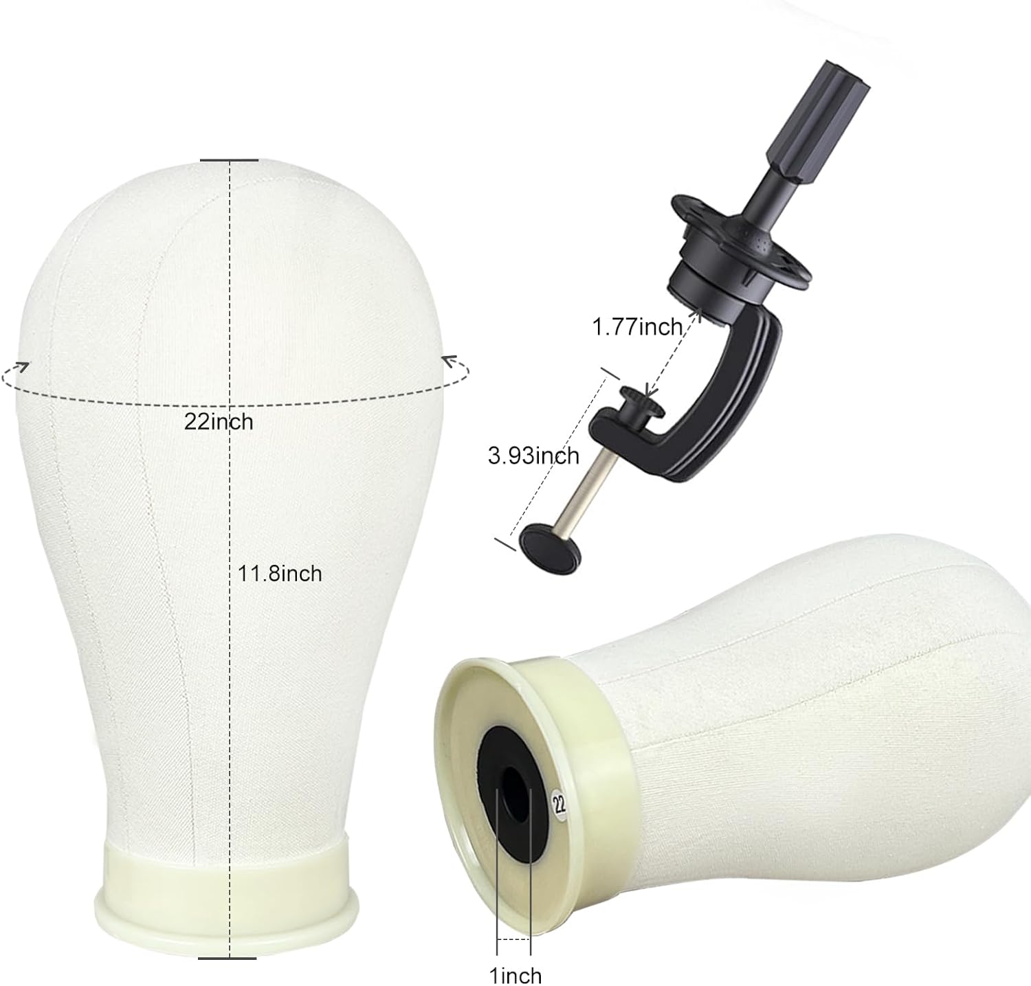 22 Inch Wig Head Mannequin Head for Wigs, Wig Stand with Head for Hair Styling Practice Display Wigs Making Tripod Stand with T Pins Set - Image 3