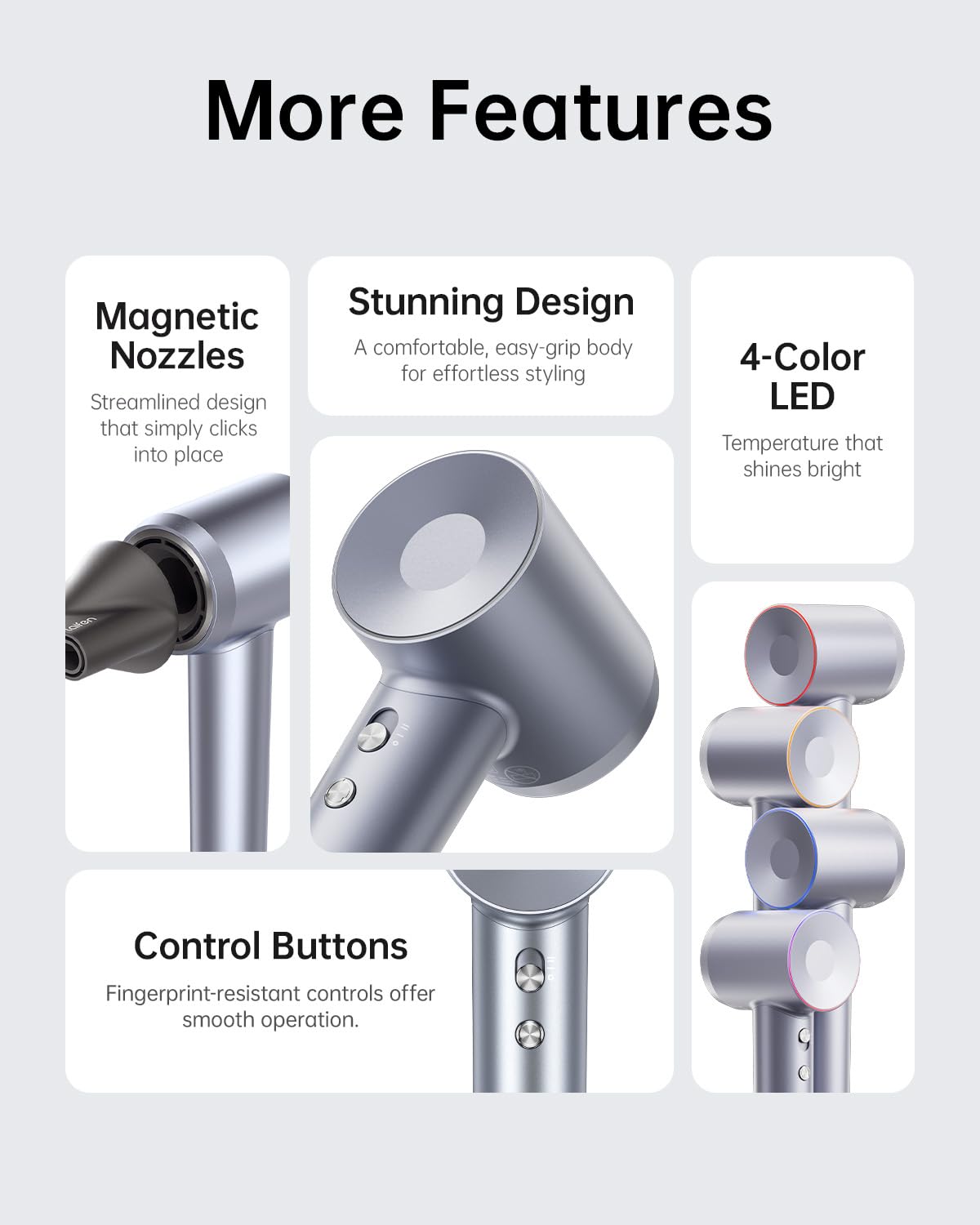 Laifen Swift Special Hair Dryer, High Speed 200M Ionic Blow Dryer with 110, 000 RPM Brushless Motor for Fast Drying, Low Noise, Hairdryer with Magnetic Nozzles, HD501 - Image 8