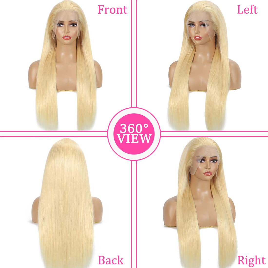 LETMIEO 30 Inch 613 Lace Front Wig Human Hair Blonde 13X6 HD Transparent Lace Front Wigs Human Hair 180% Density Blonde Glueless Wigs 613 HD Straight Lace Frontal Wig Pre Plucked - Image 9