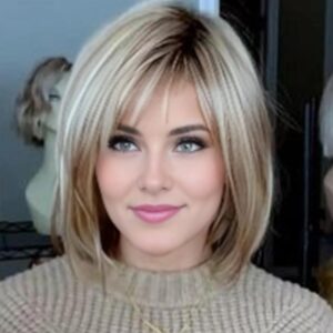 RENERSHOW Layered Blonde Bob Wigs f...