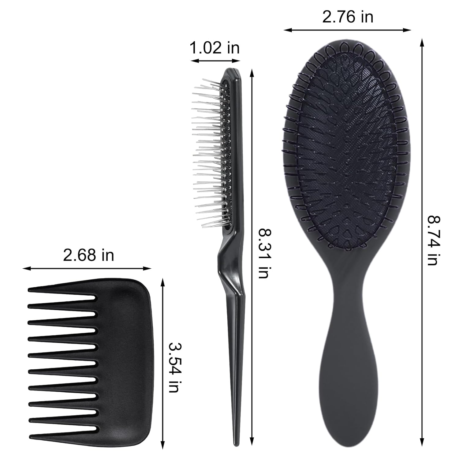 SIMPOR Wig Brushes for Synthetic, Hair Wig Comb Set, 3 Row Wire Brush Hair Extension Wire Loop 3 PCS - Image 2