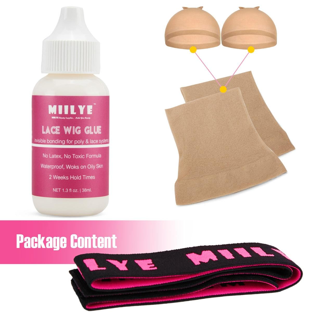 MIILYE Lace Wig Glue - Strong Hold, Waterproof & Sweat Proof, Bonding Adhesive for Lace Wigs, White - Image 7