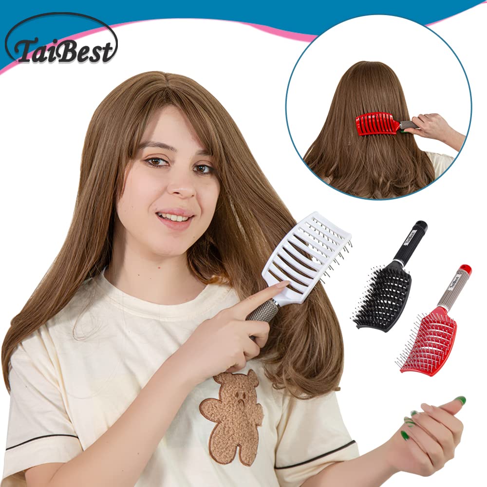 Boar Bristle Hair Brush Set - Dry/Wet Hair Brushes Detangler for Fine, Thick, Curly Hair - Curved and Vented Hair Brush for Women, Men or Kids - Image 6