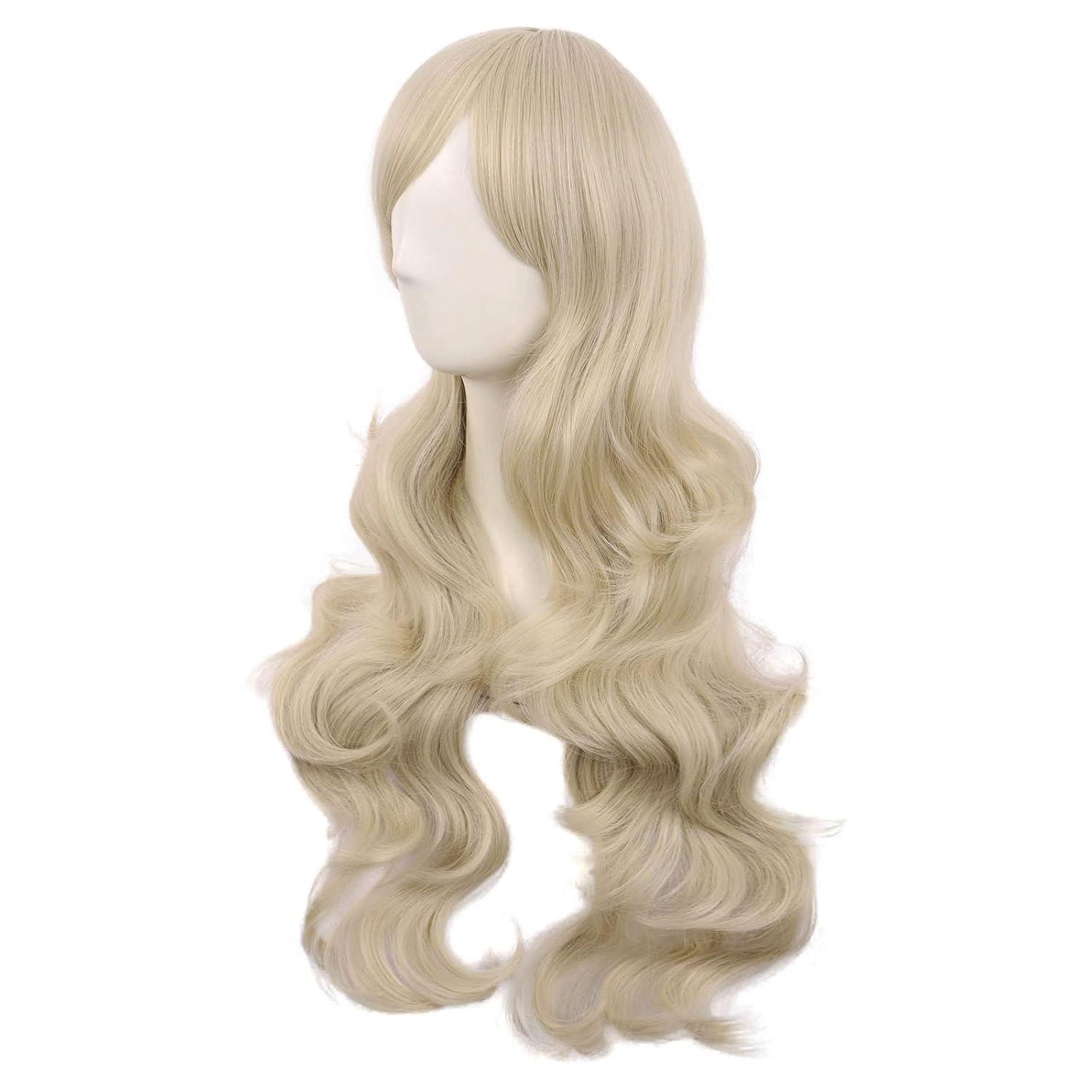 MapofBeauty 28 Inch/70 cm Charming Women Side Bangs Long Curly Full Hair Synthetic Wig (Blonde) - Image 3