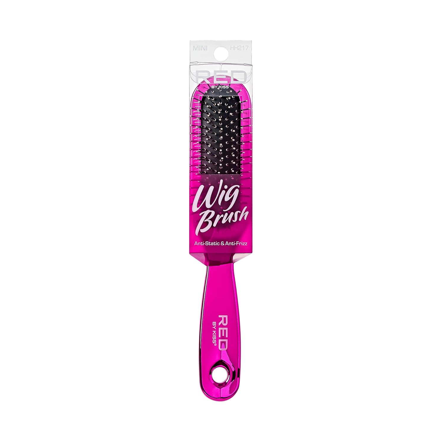 RED by Kiss Anti-Static & Anti-Frizz Wig Brush with Stainless Steel Knot-Free Bristles for Easy Detangling, Smooth Hair & Wigs Without Breakage or Snagging (Mini)