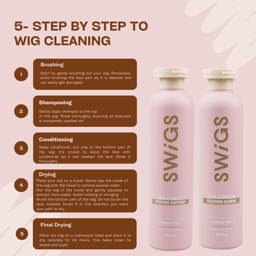 Human & Synthetic Wig Shampoo & Conditioner set| Detangle Wig |Color-Safe| Promotes Body & Volume | Promote Silkiness & Shine | 2 Pack, 8 oz - Image 4