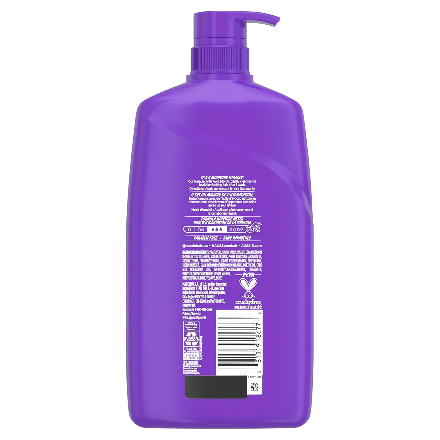 Aussie Miracle Moist Shampoo: Hydrating & Gentle Cleansing Treatment with Avocado & Jojoba Oil, 26.2 Fl Oz - Image 8