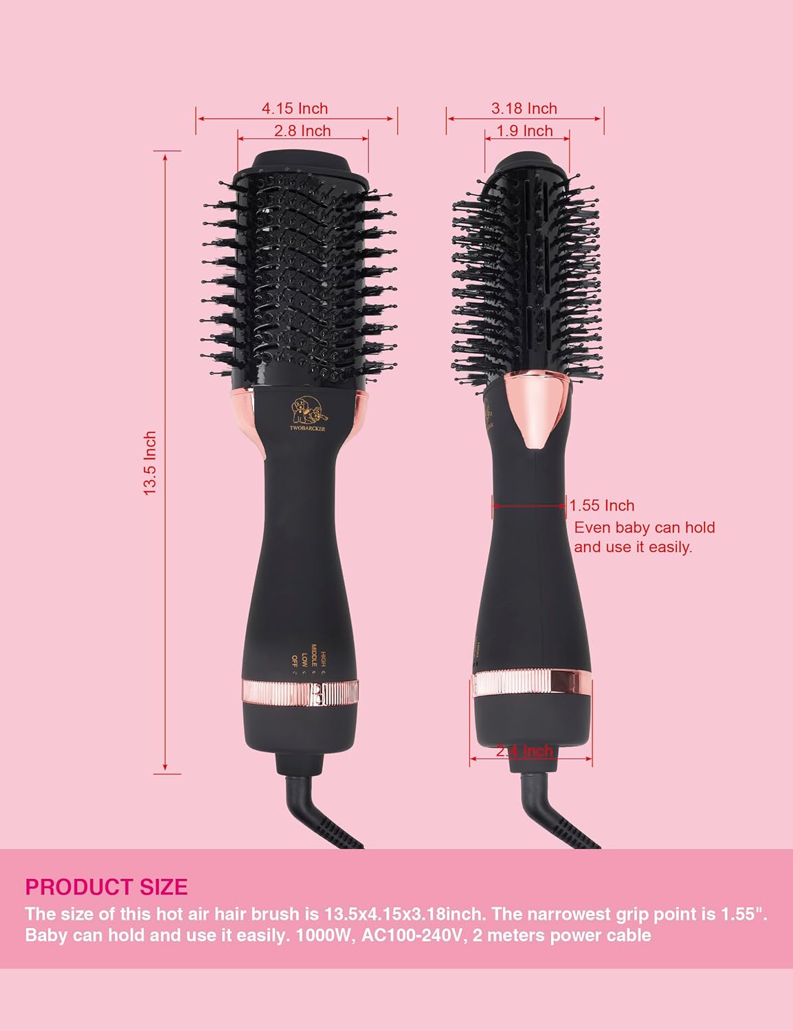 Hair Dryer Brush Blow Dryer Brush in One, 4 in 1 Ionic Hair Dryer and Styler Volumizer with Oval Titanium Barrel, Hot Air Straightener for Smooth Frizz-Free Blowout - Image 6
