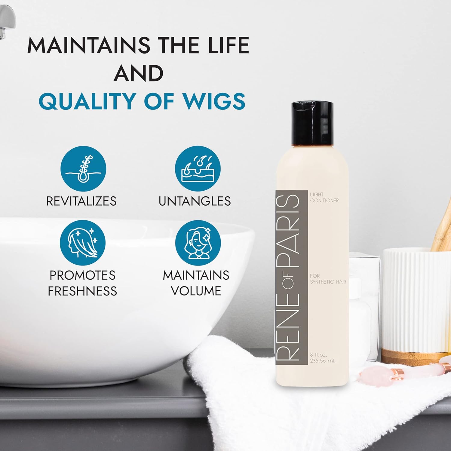 Rene of Paris Hair Conditioner For Synthetic Wigs,Hair Extensions & Accessories (8 oz) - Image 5