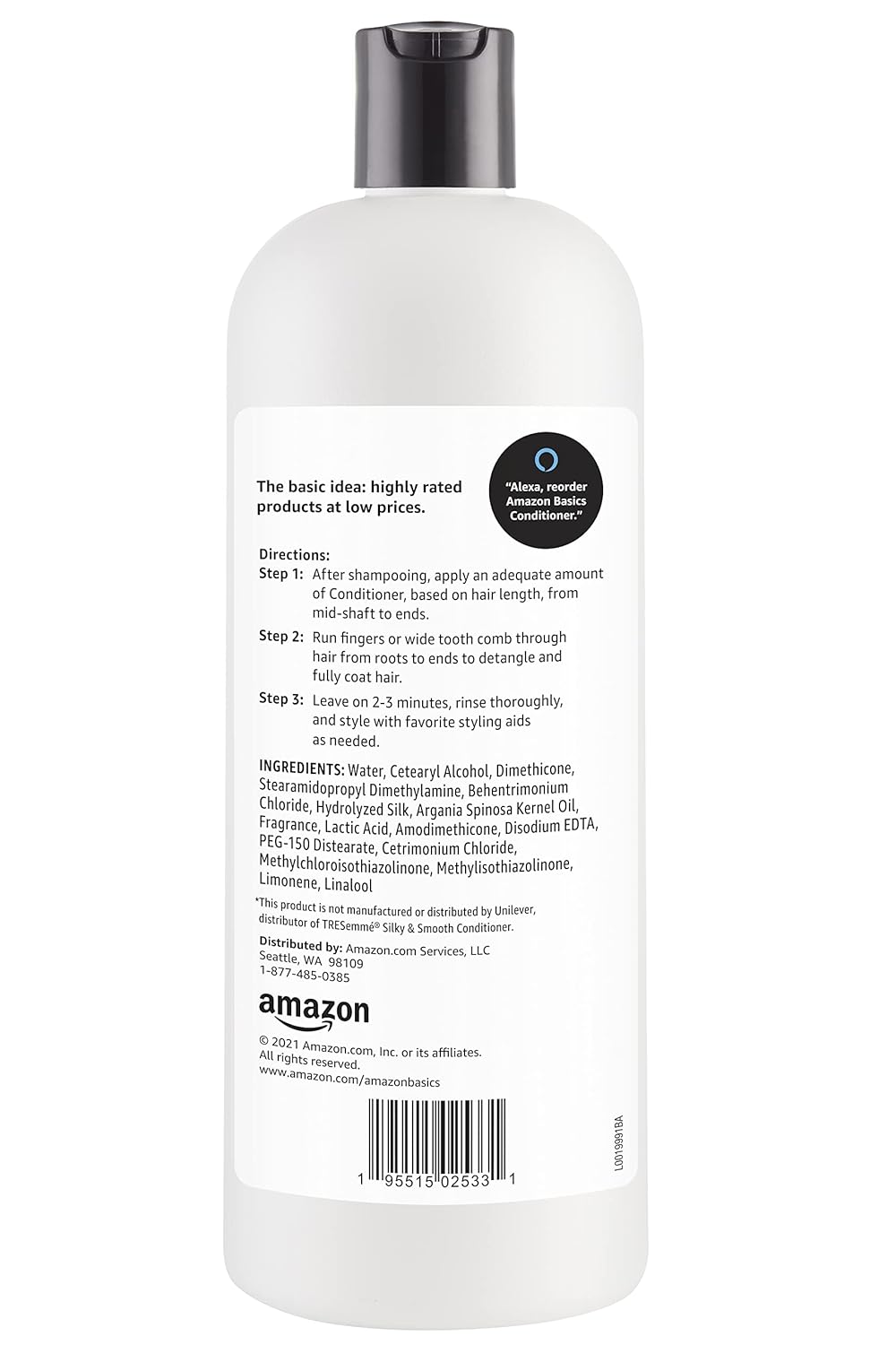 Amazon Basics Soft & Sleek Anti-Frizz Conditioner for Dry or Damaged Hair with Argan Oil & Silk Proteins, 28 Fluid Ounce - Image 2