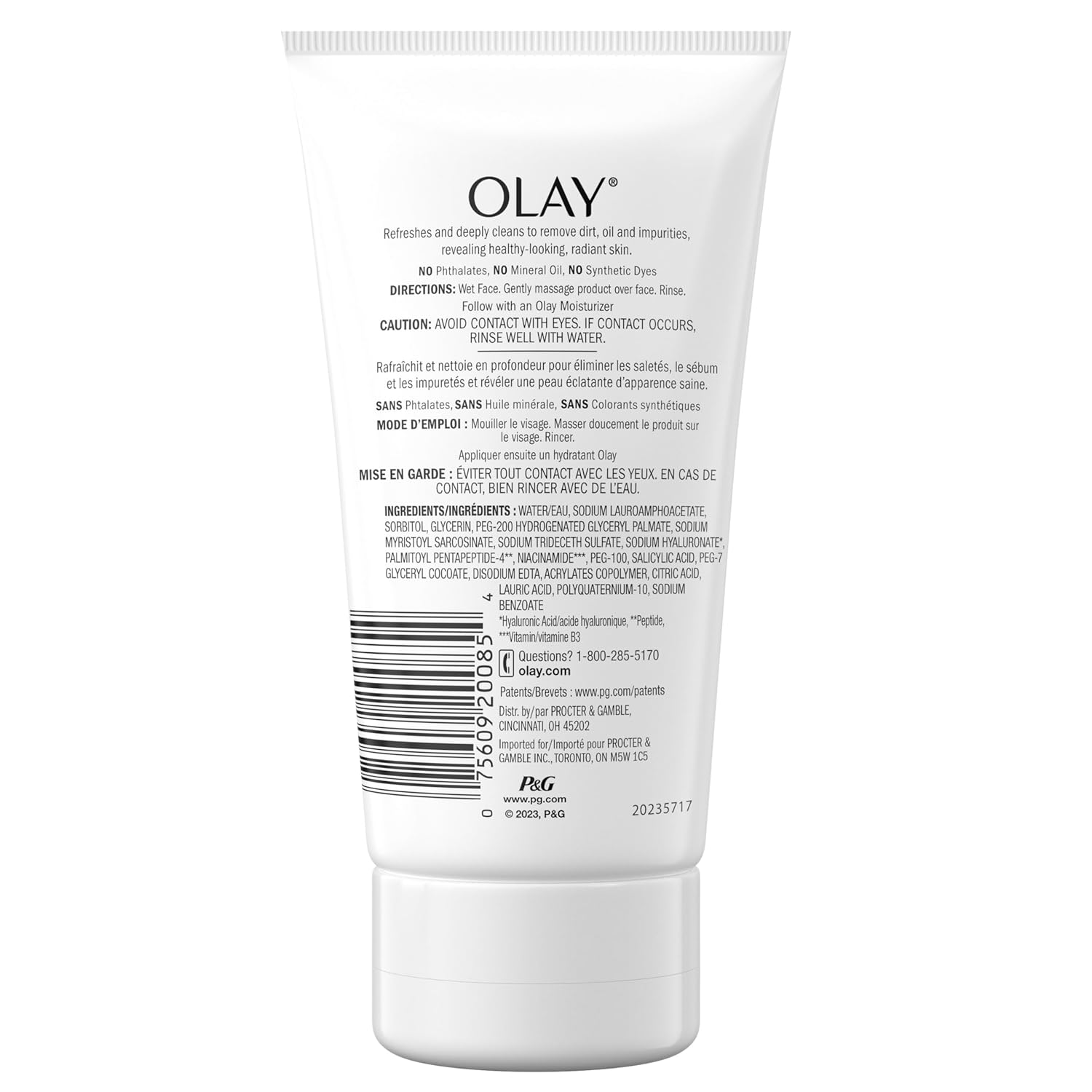 Olay Regenerist Hyaluronic + Peptide 24 Face Wash, Fragrance-Free, 5.0 o - Image 10