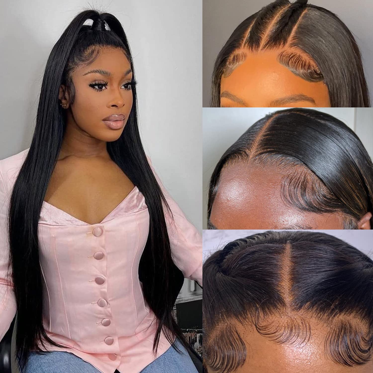 DULOVE 30 Inch Lace Front Wigs Human Hair Pre Plucked With Baby Hair 13x4 Straight HD Transparent Lace Front Wigs for Women 200 Density Glueless Natural Color - Image 3