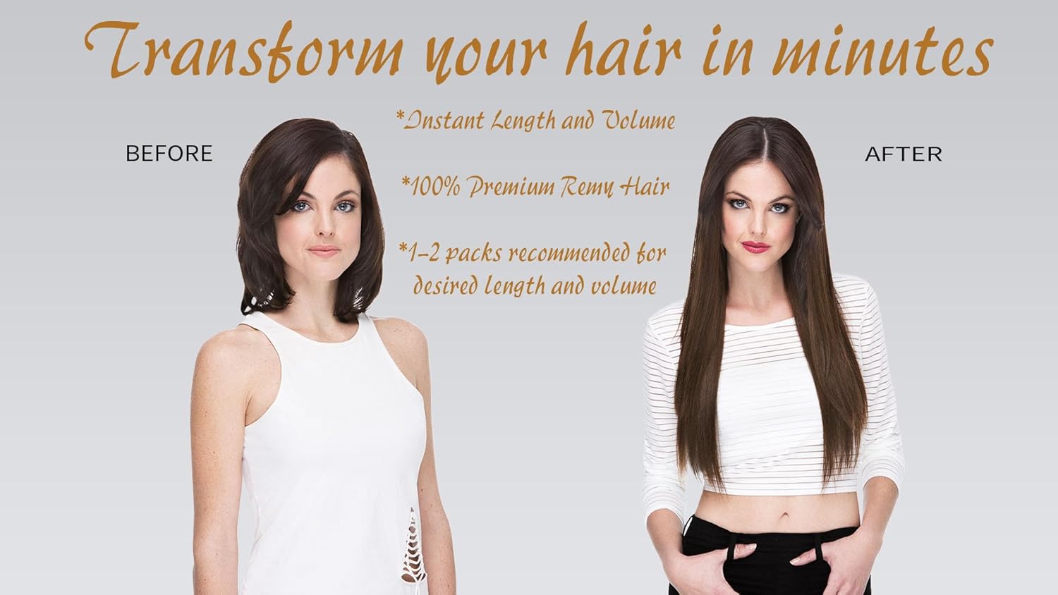 Clip in hair extensions, 100% Remy human hair, 14 inches, Straight, Curly, Black - Image 3