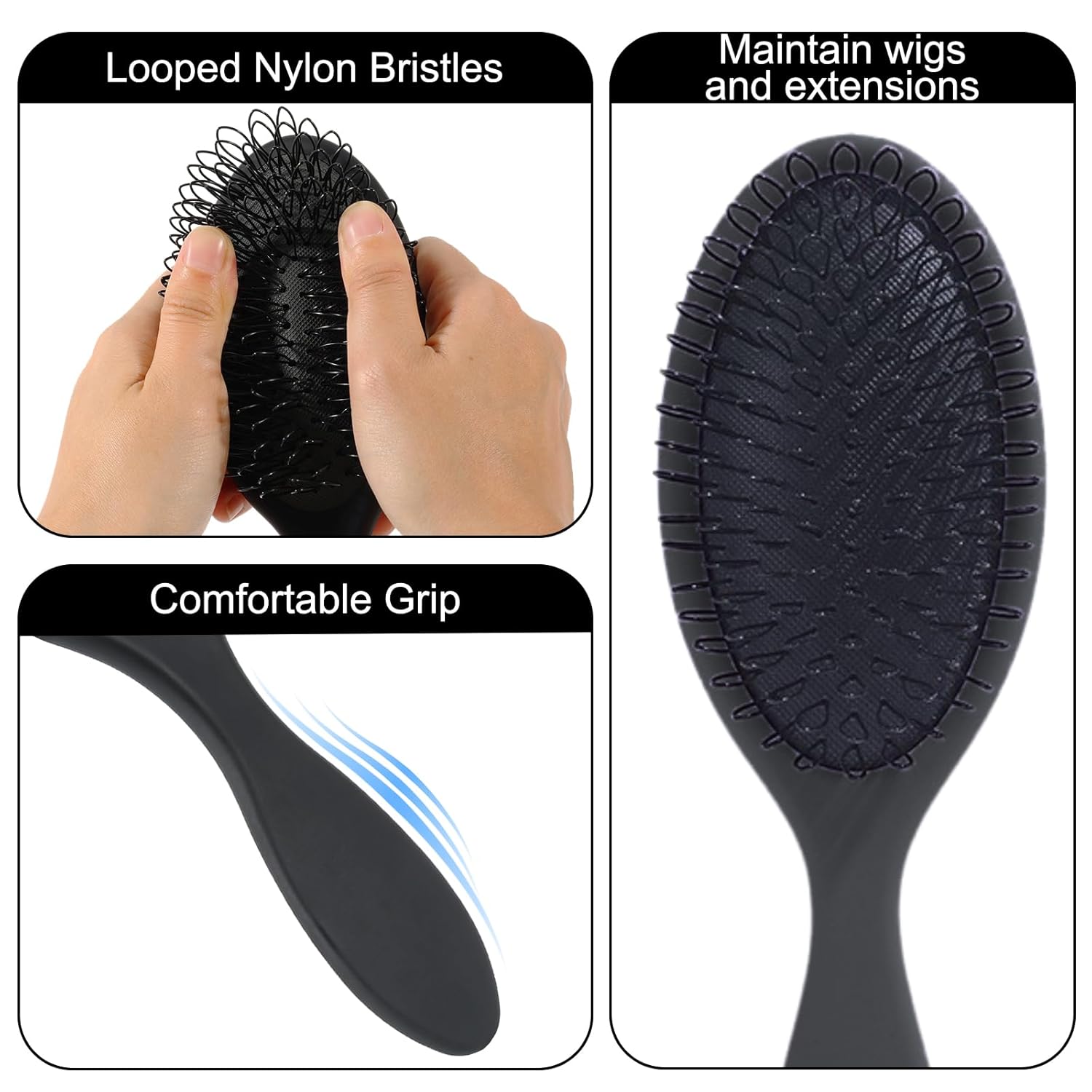 SIMPOR Wig Brushes for Synthetic, Hair Wig Comb Set, 3 Row Wire Brush Hair Extension Wire Loop 3 PCS - Image 3
