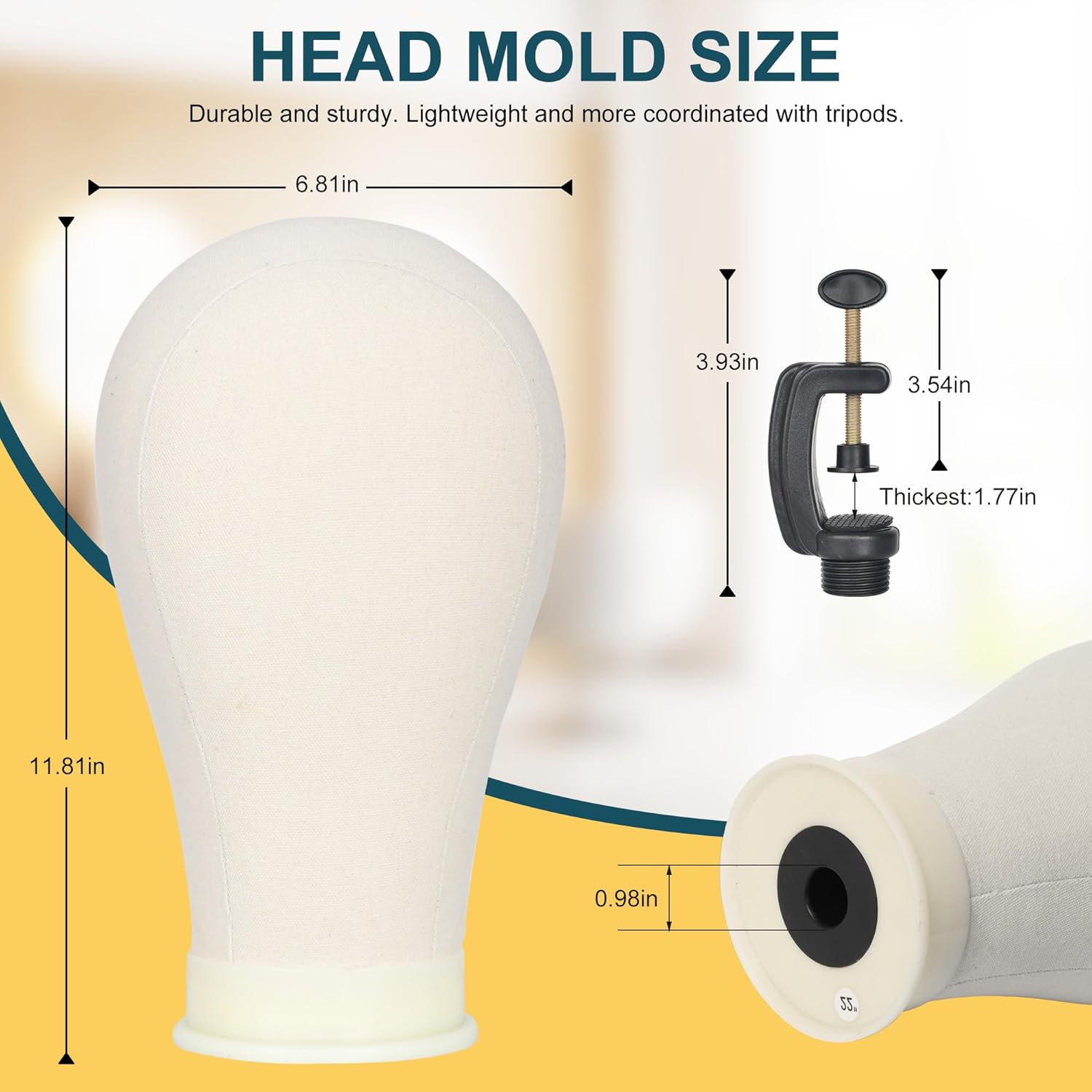 Wig Stand with Head 50 Inches, Wig Head Stand with 22 Inches Mannequin Head, Height Adjustable Metal Tripod Wig Stand, Manikin Head Set for Wigs Display Making Hair Weave and Styling - Image 2
