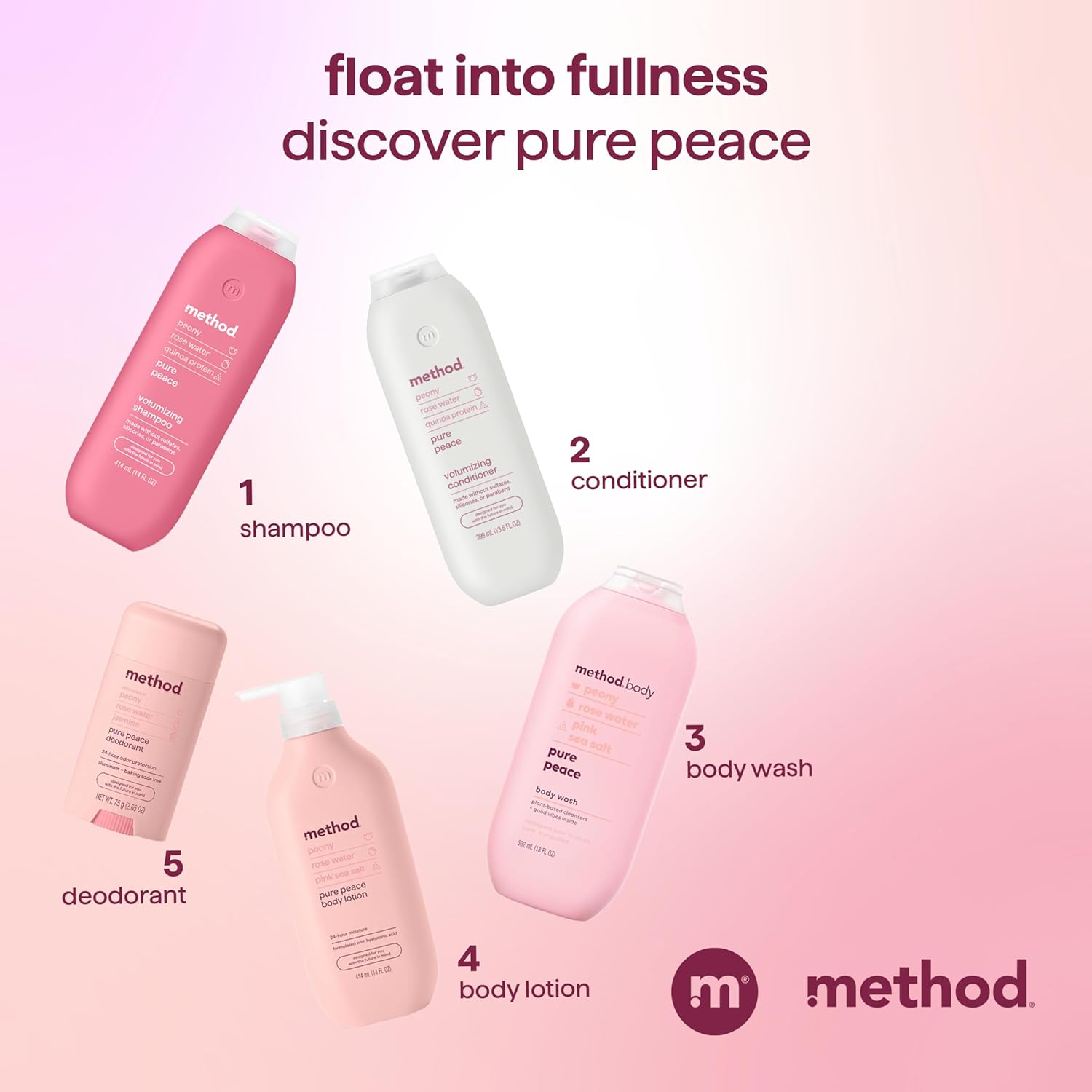 Method Pure Peace Volumizing Shampoo - For Thicker, Fuller and Visibly Hydrated Hair - Sulfate Free and Safe for Color-Treated Hair - 14 oz - Image 8