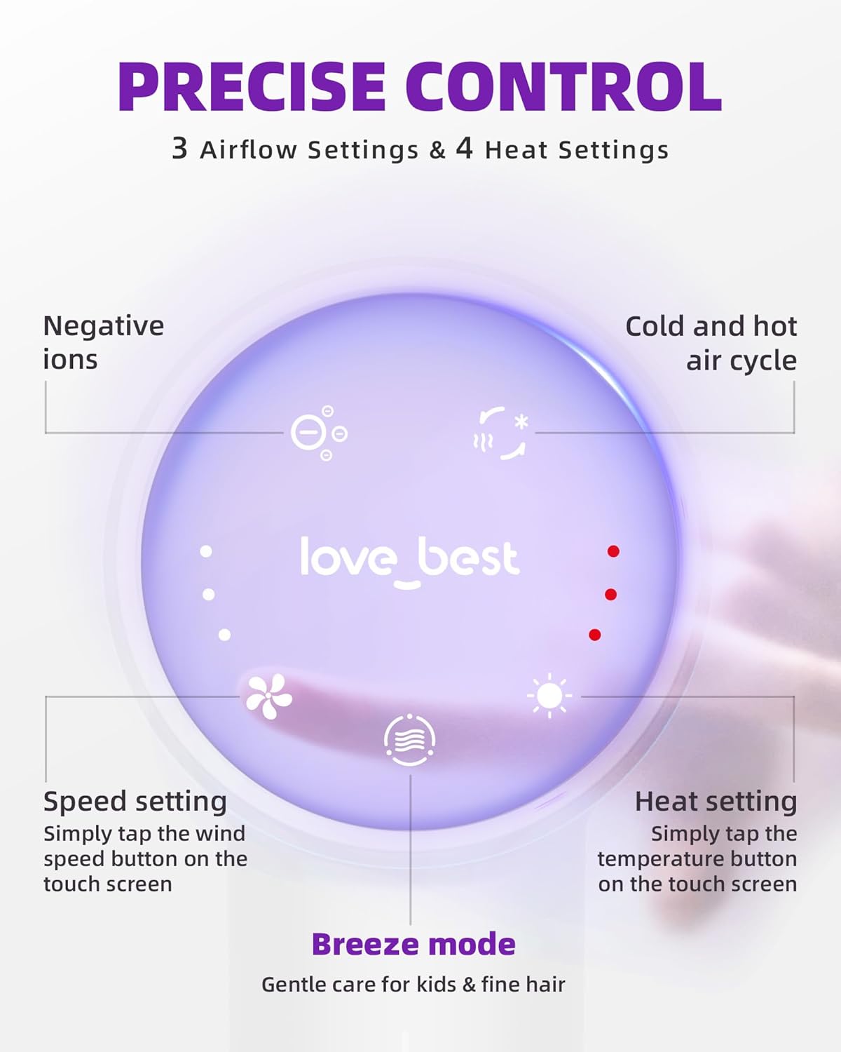 Hair Dryer, Professional Ionic Hair Dryer for Fast Drying, Low Noise and Quiet, Lightweight, 600 Million Negative Ions, High-Speed Hair Blow Dryer Without Hair Damage for Women, Men, Travel, Salon - Image 8