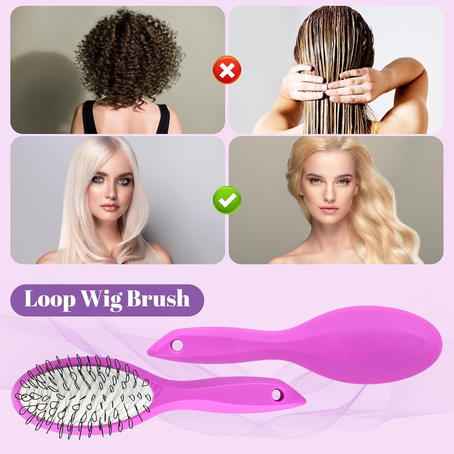 Stylemate Wig Brush Comb Set, 3pcs Professional Styling Extension Brush Kit with Travel Size for Human and Synthetic Hair Smoothing Parting Section - Image 7