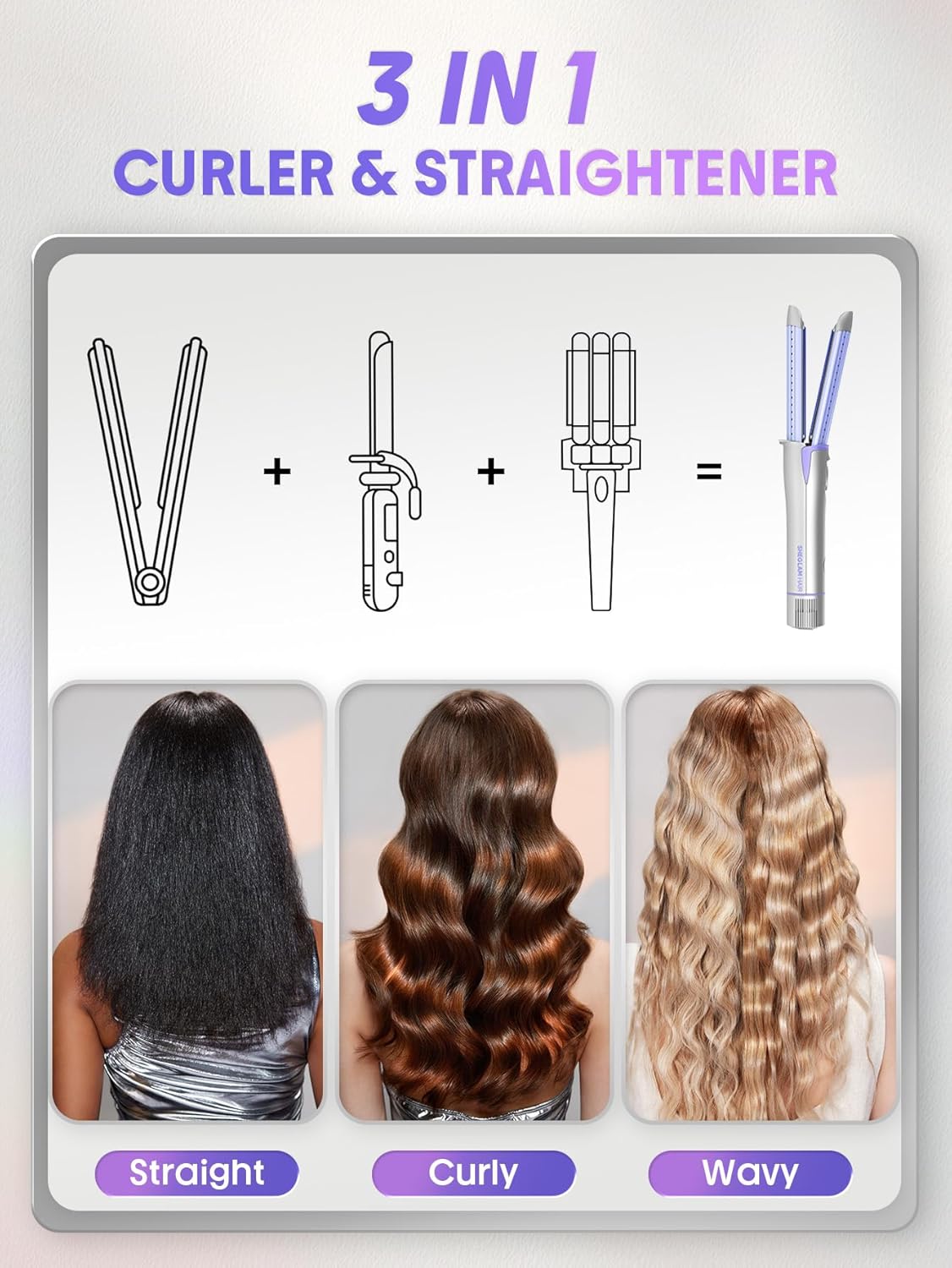 SHEGLAM Manual Airflow Styler Curling Iron, 2 in 1 Hair Straightener & Curler, 360° Cool Air Lock, 1 inch, Anti-Scald Flat Iron, 4 Temps, Fast Curling Straightening Less Damage for Long Short Hair - Image 6